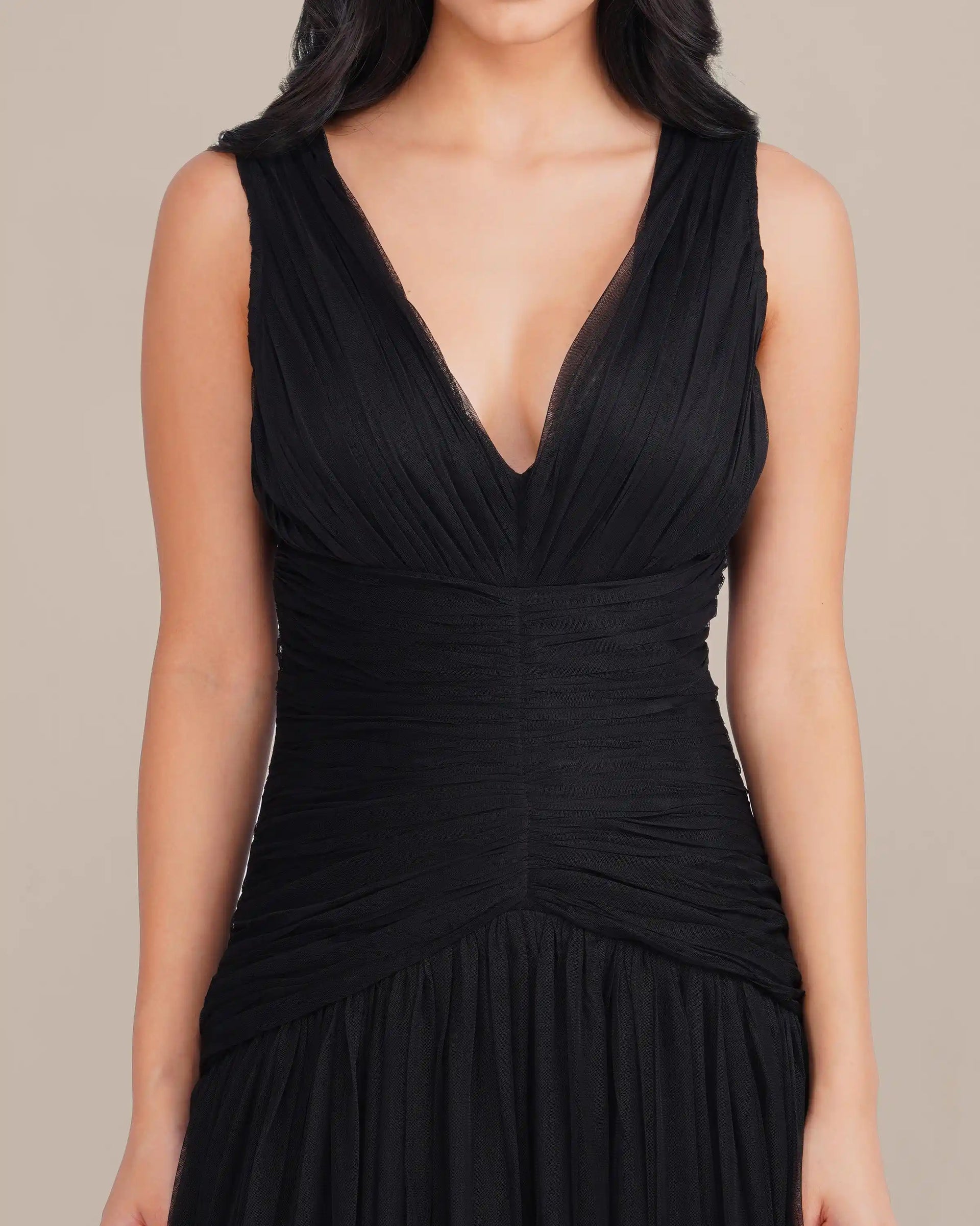 Elsie Tulle Maxi Dress in Black