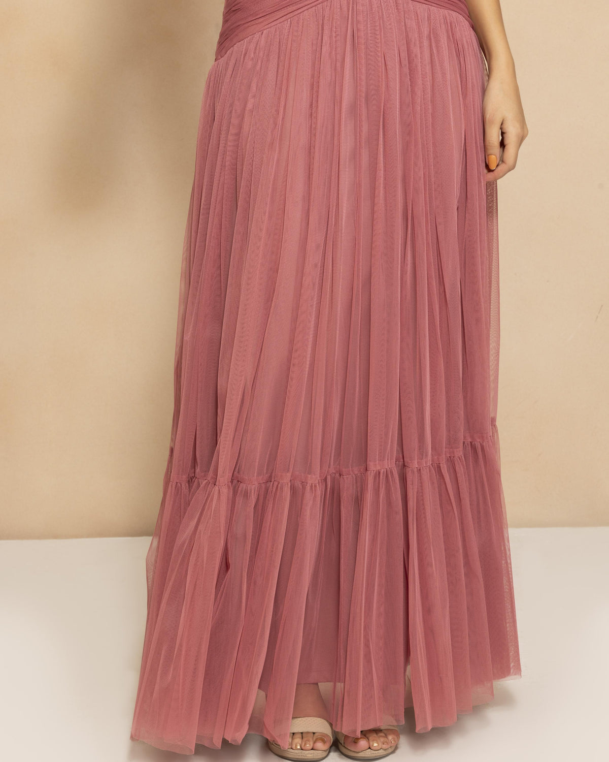 Elsie Tulle Maxi Dress in Dusty Rose
