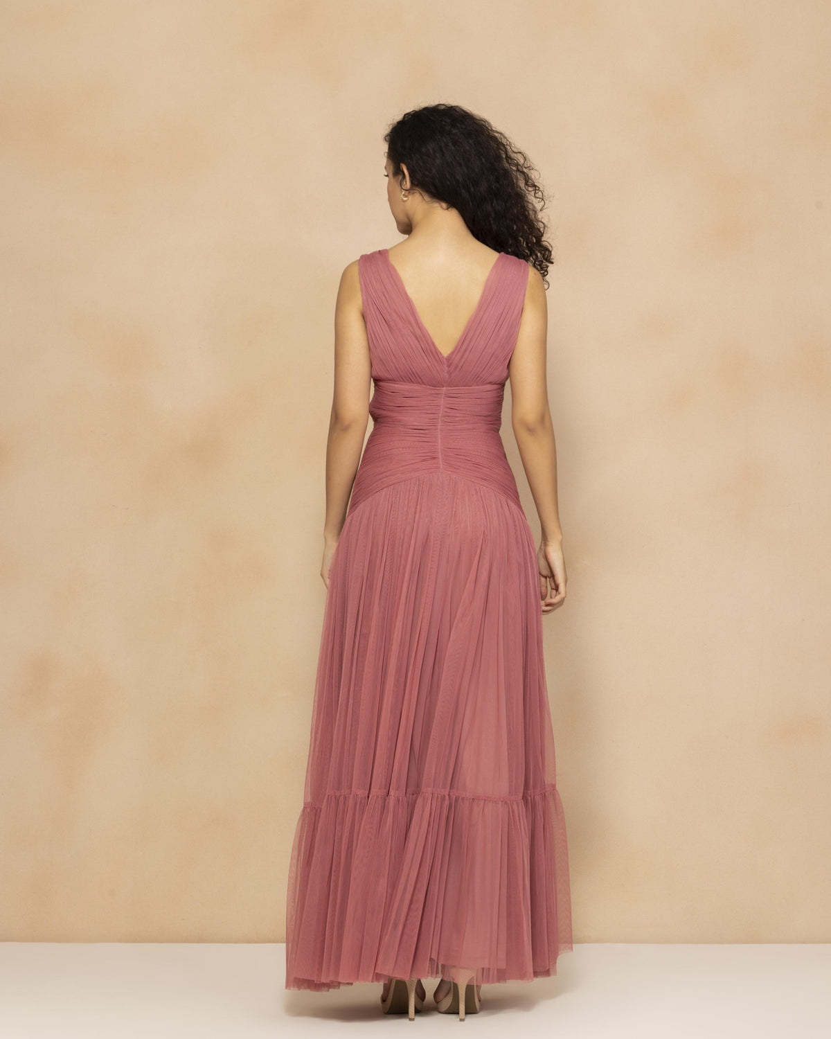 Elsie Tulle Maxi Dress in Dusty Rose