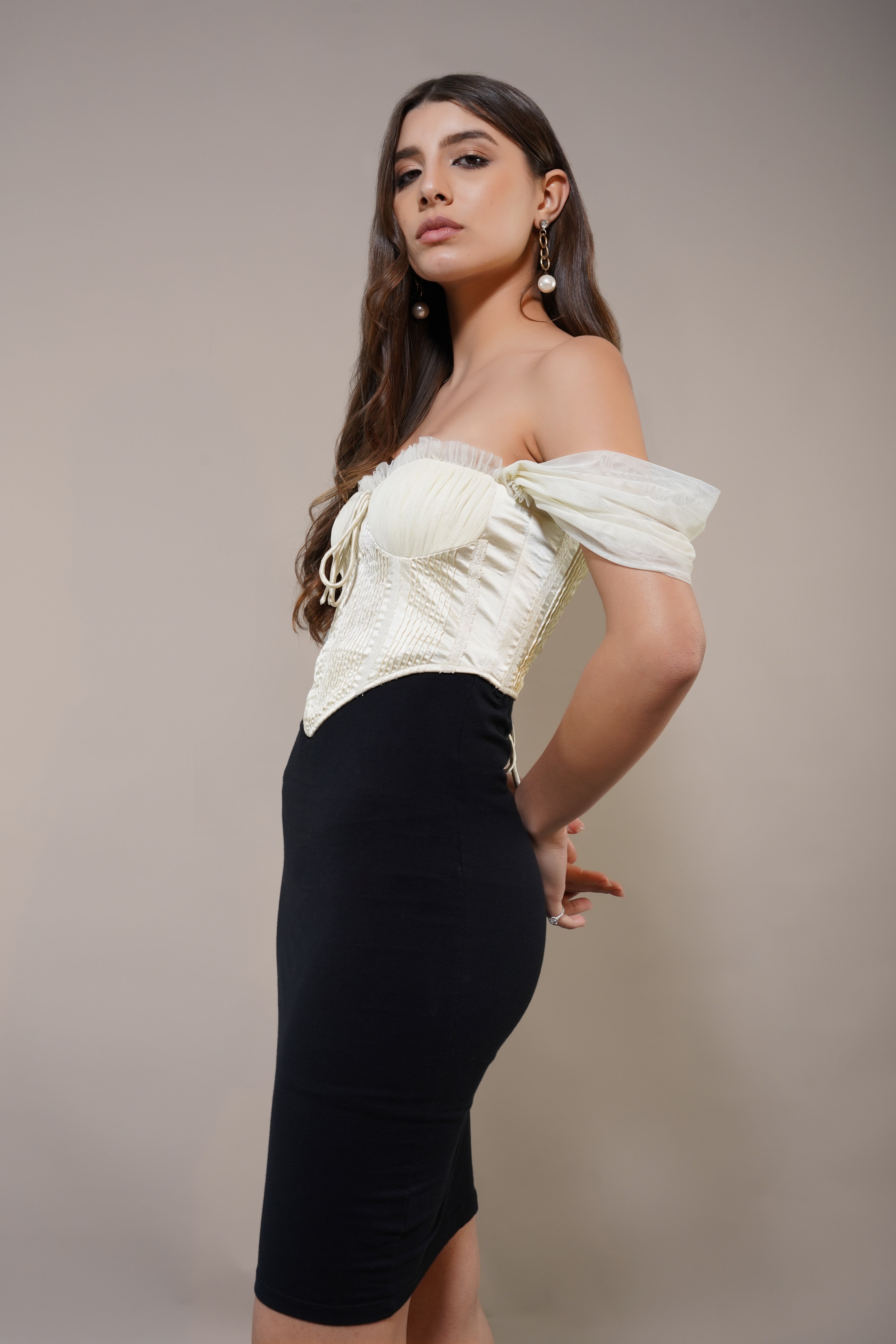 Emerie Corset Top in Ivory