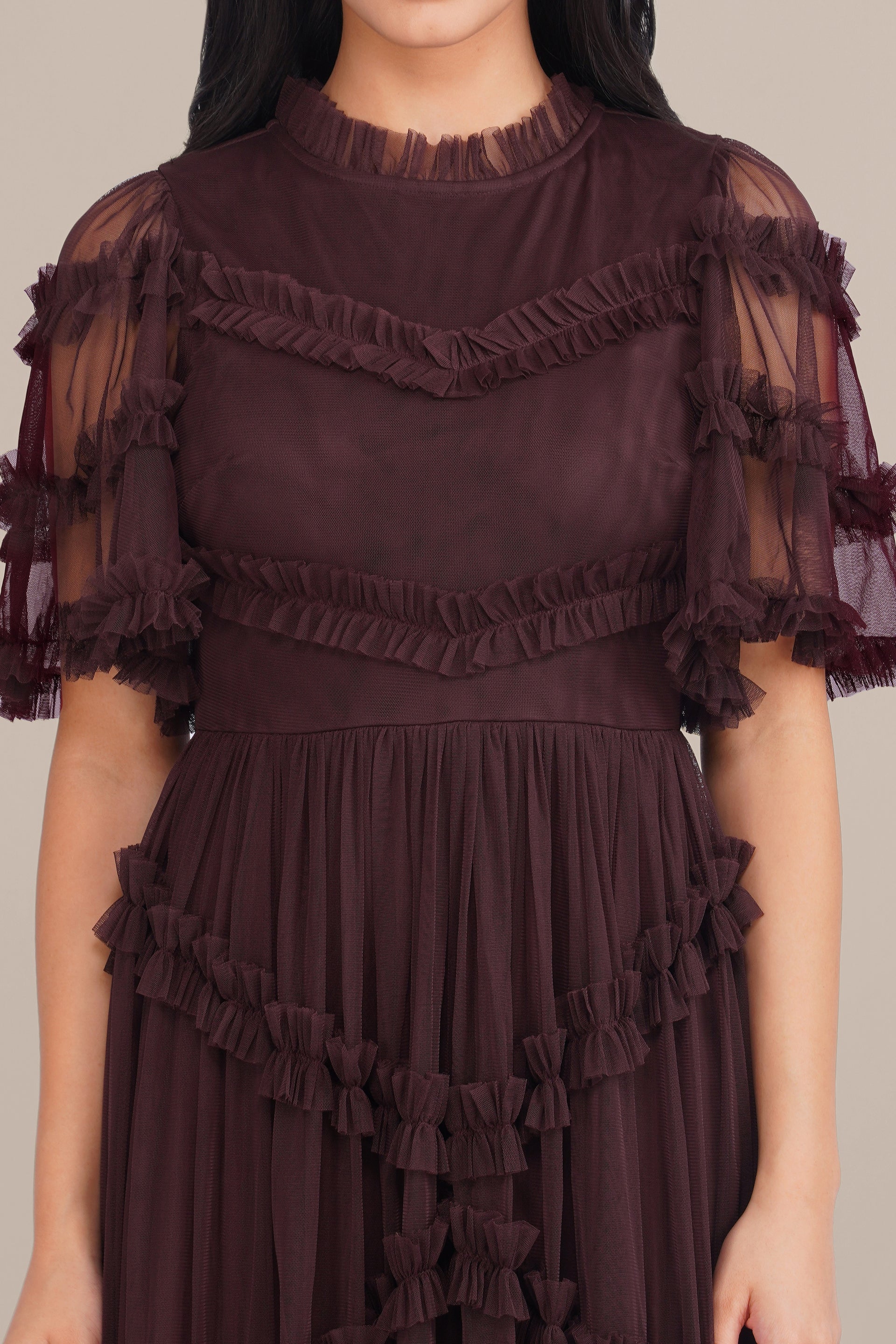 Florine Maxi Dress in Chocolate Plum