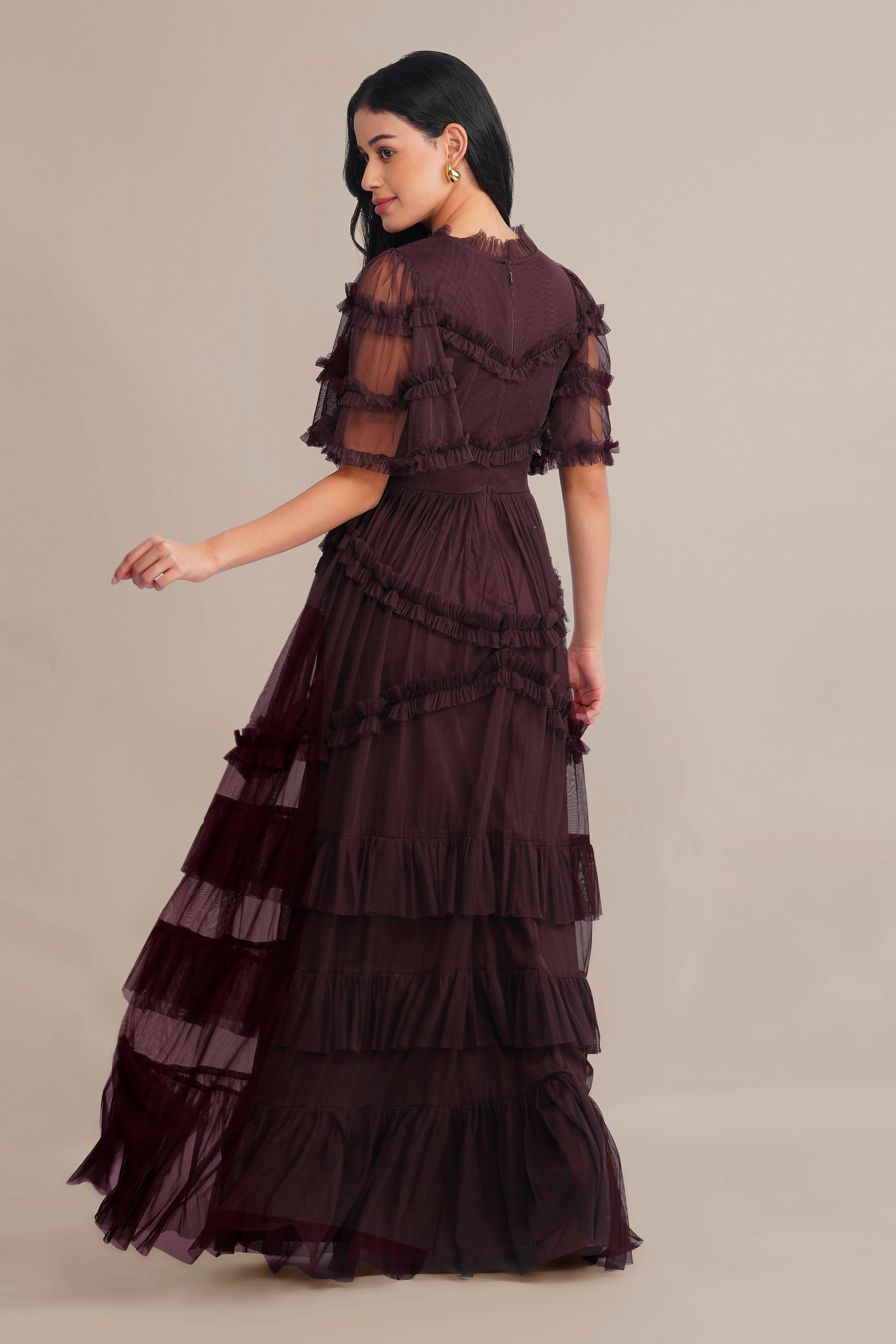 Florine Maxi Dress in Chocolate Plum