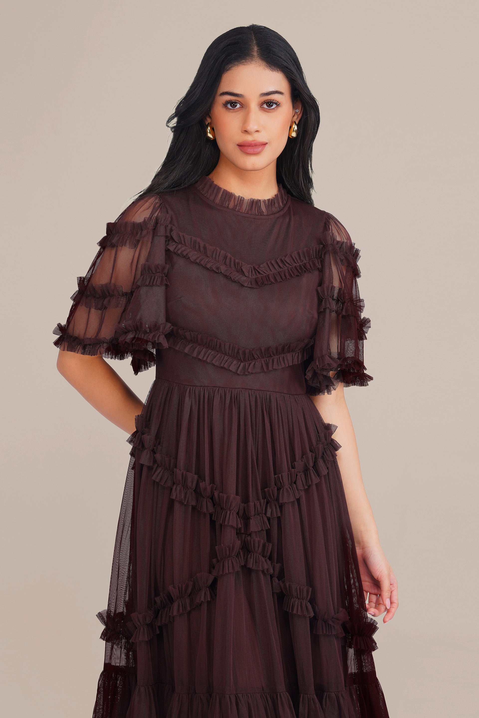 Florine Maxi Dress in Chocolate Plum