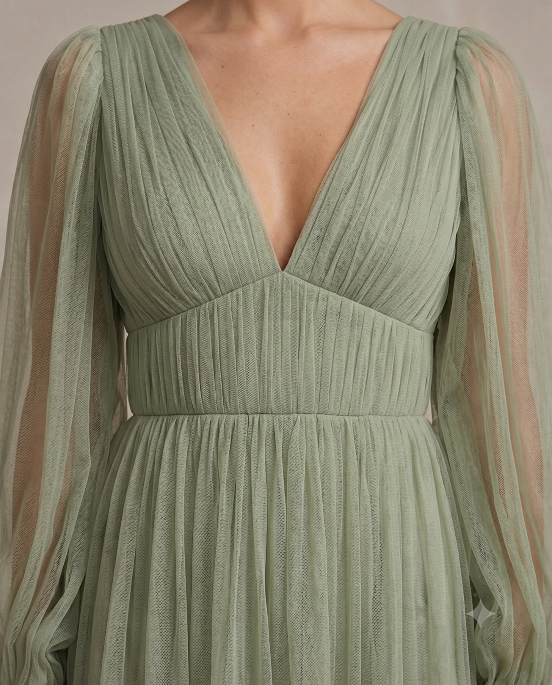 Rachel Tulle Midi Dress in Dusty Sage