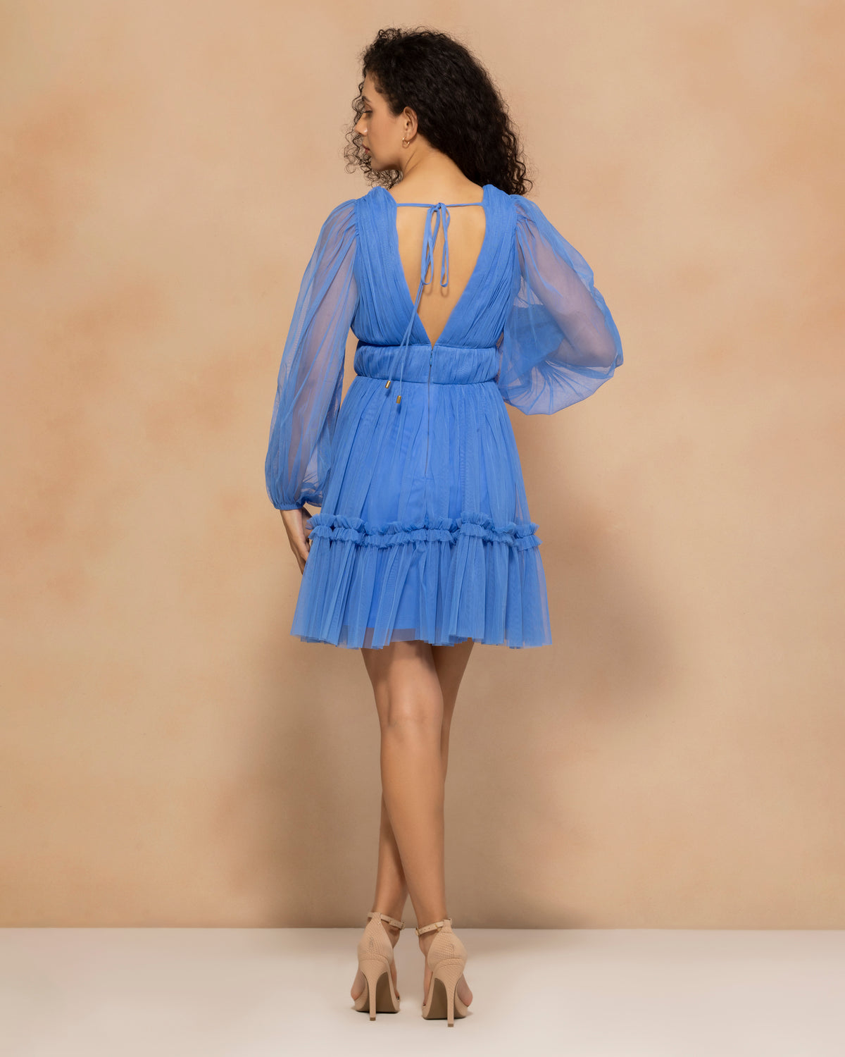 Rachel Tulle Mini Dress in Marina Blue