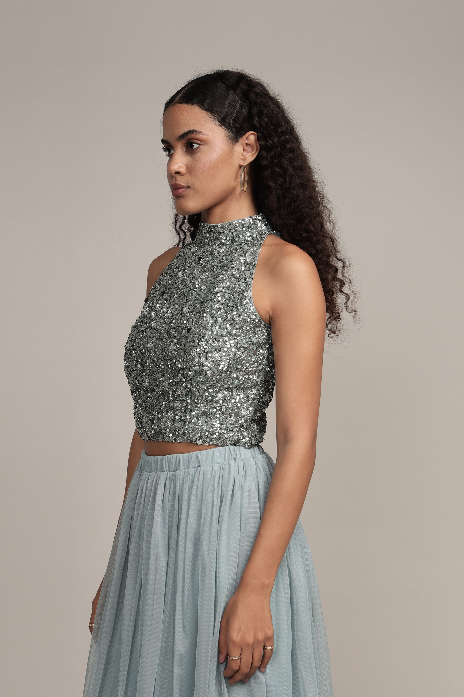Gui Picasso Teal Sequin Top