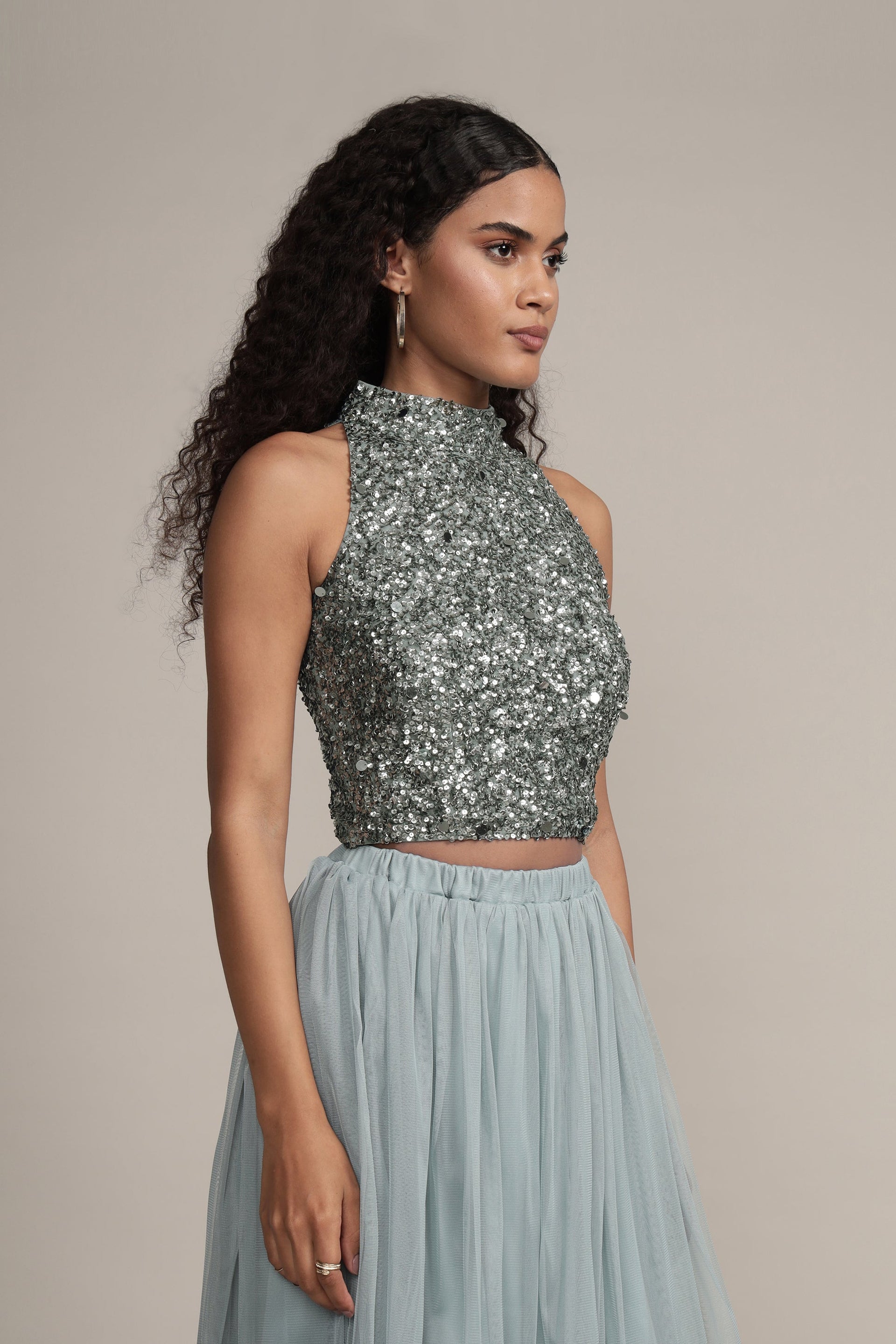 Gui Picasso Teal Sequin Top
