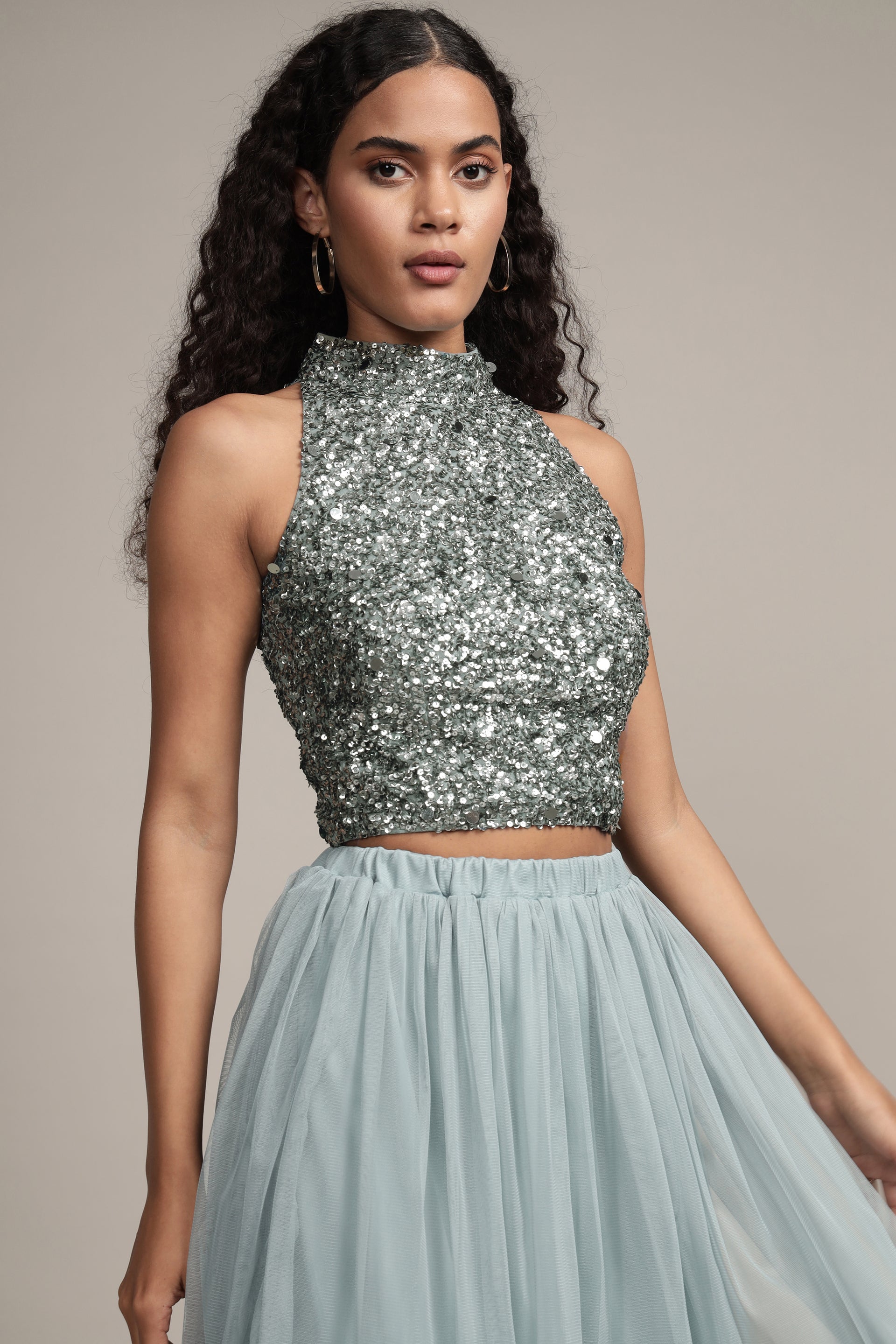 Gui Picasso Teal Sequin Top