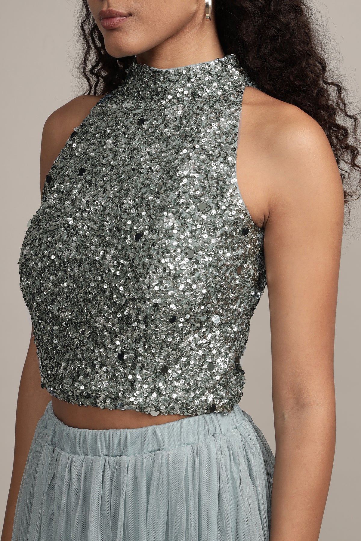 Gui Picasso Teal Sequin Top
