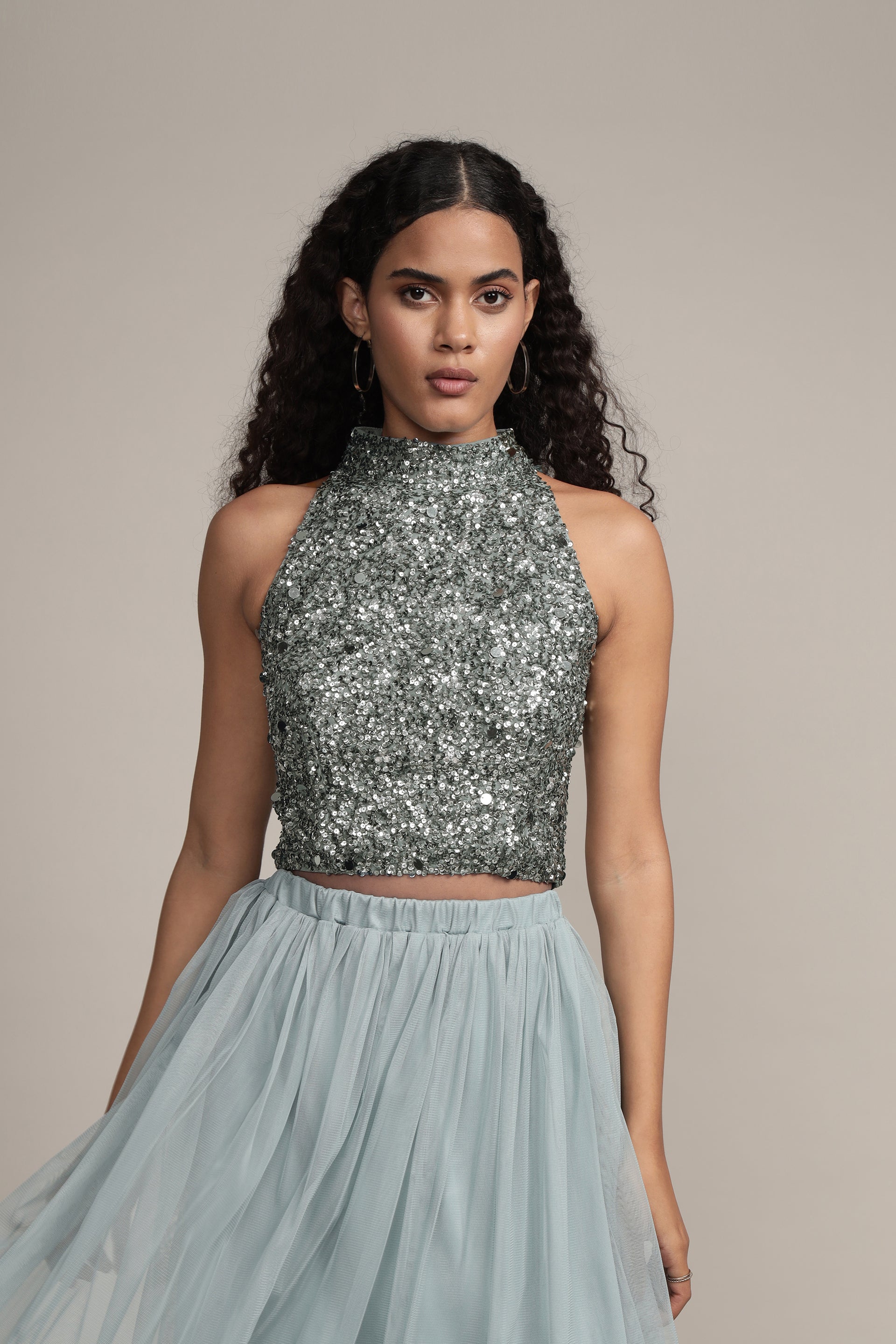 Gui Picasso Teal Sequin Top