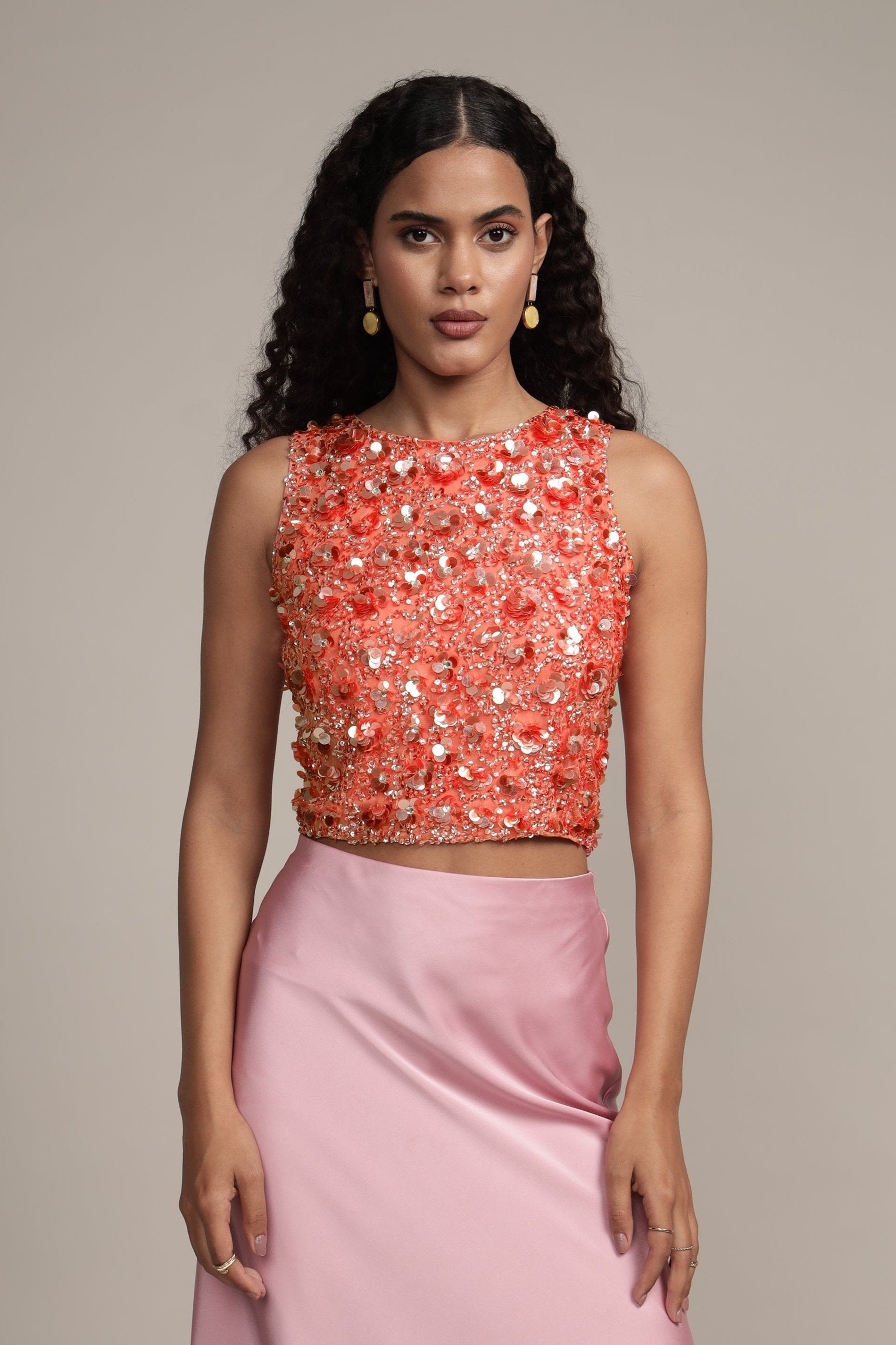 Coral sequin top top