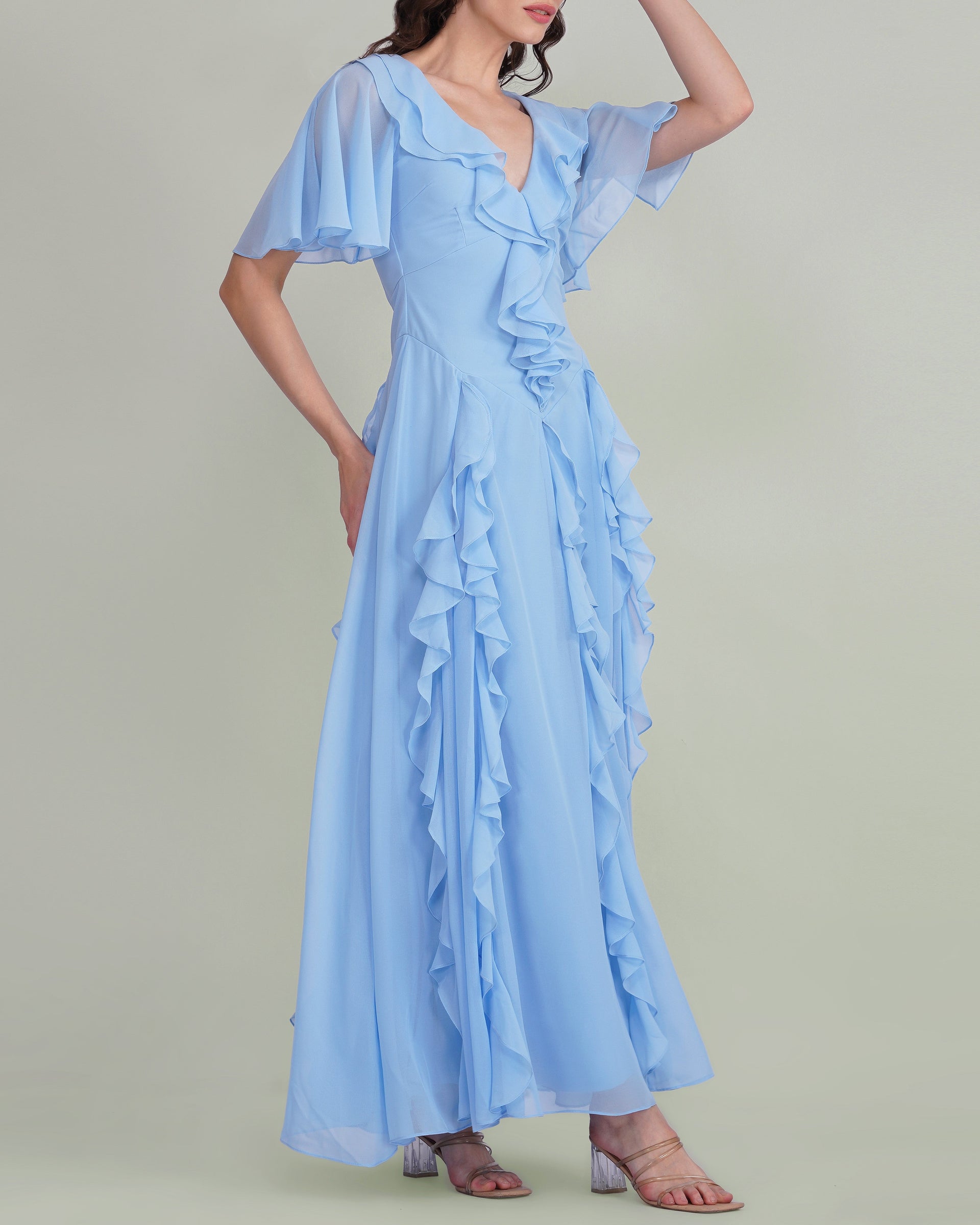 Hertia Maxi Dress in Light Blue