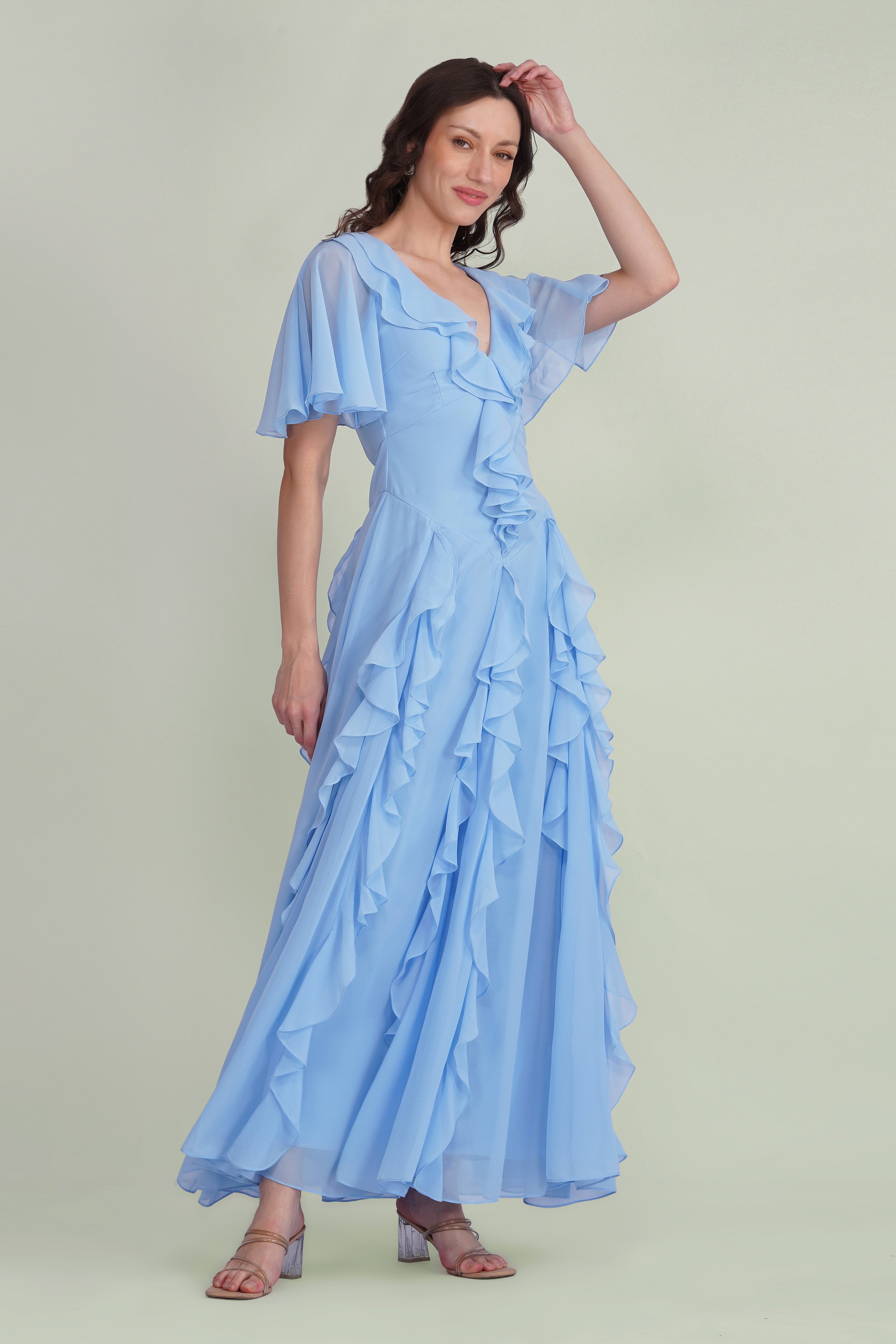 Hertia Maxi Dress in Light Blue