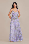 Hosanna Tulle Maxi Dress in Lilac Print