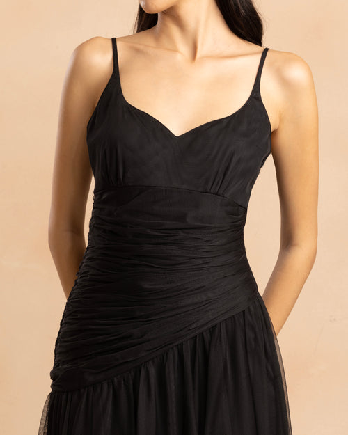 Hosanna Tulle Maxi Dress in Black