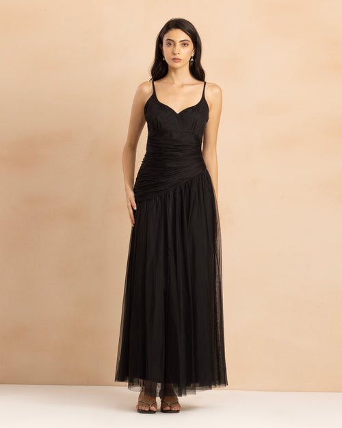 Hosanna Tulle Maxi Dress in Black