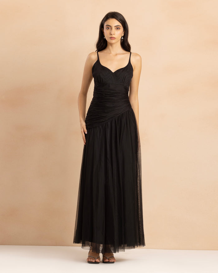 Hosanna Tulle Maxi Dress in Black