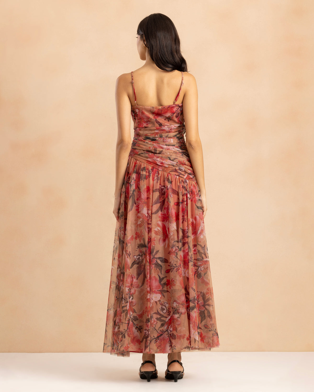 Hosanna Tulle Maxi Dress in Red Rose Floral