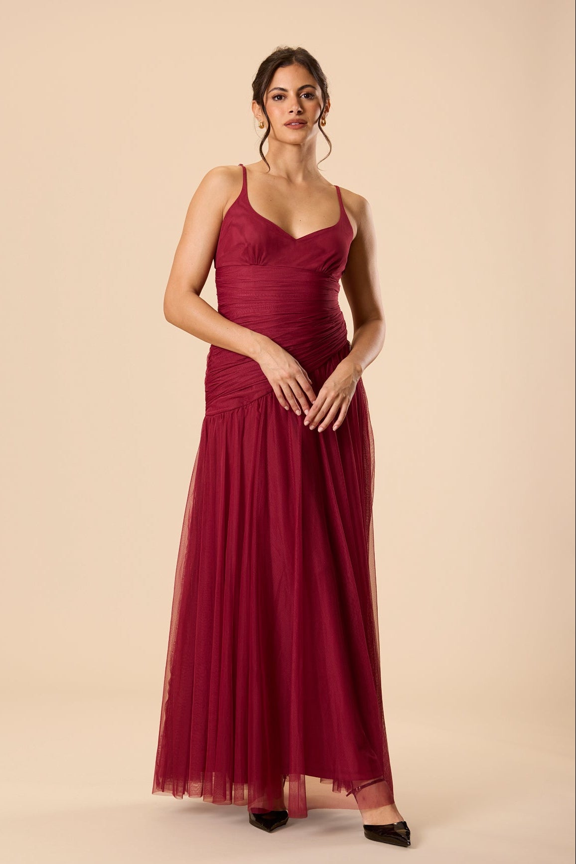 Hosanna Tulle Maxi Dress in Raspberry