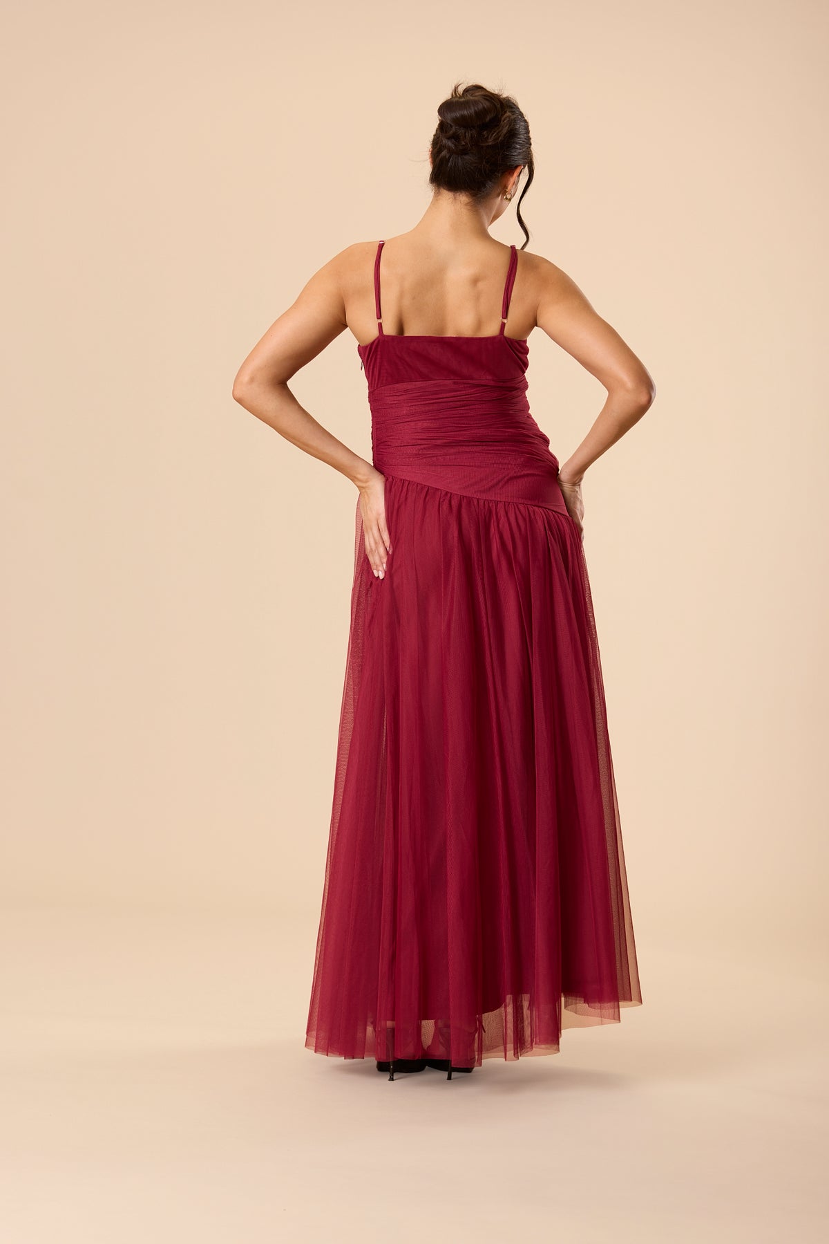 Deep Raspberry Color Dress Hosanna Tulle Maxi Dress in Raspberry – Lace & Beads