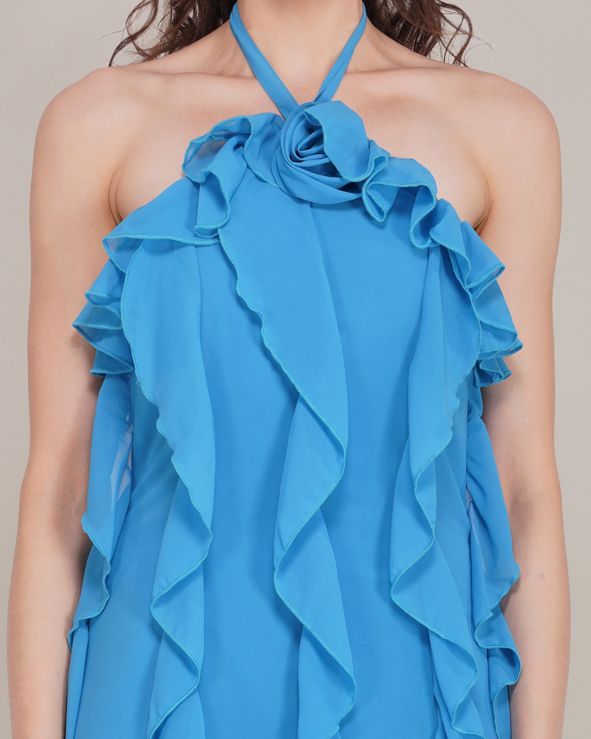 Hyacinth Chiffon Maxi Dress in Sapphire Blue