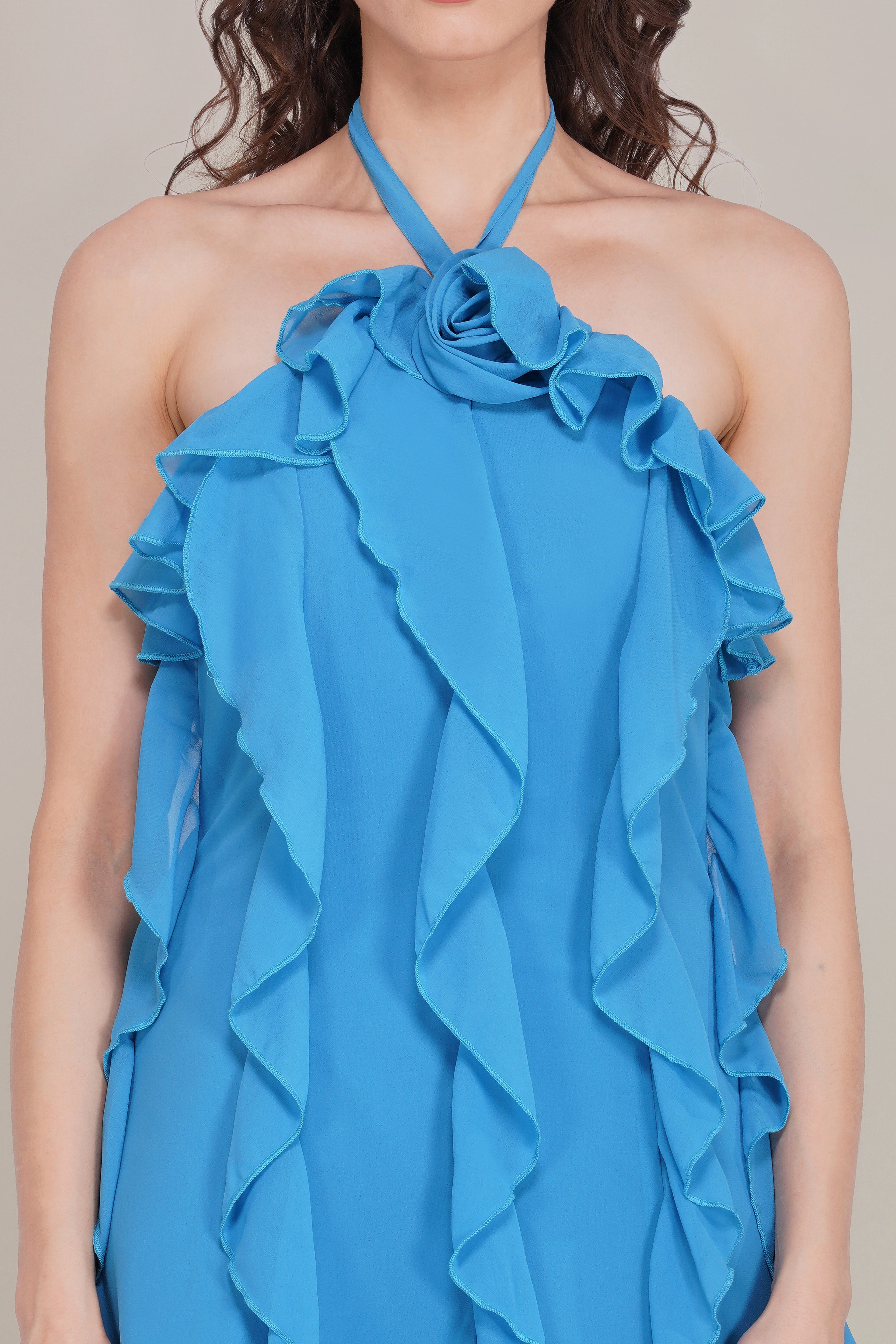 Hyacinth Chiffon Maxi Dress in Sapphire Blue