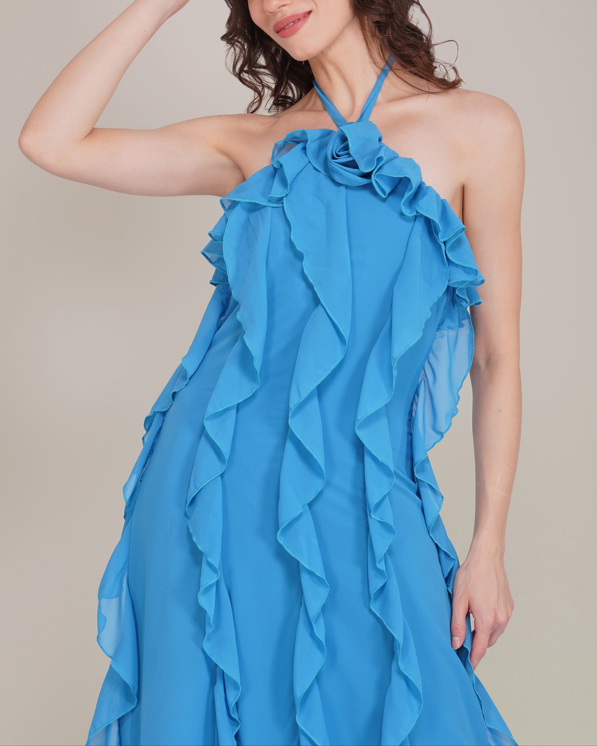 Hyacinth Chiffon Maxi Dress in Sapphire Blue