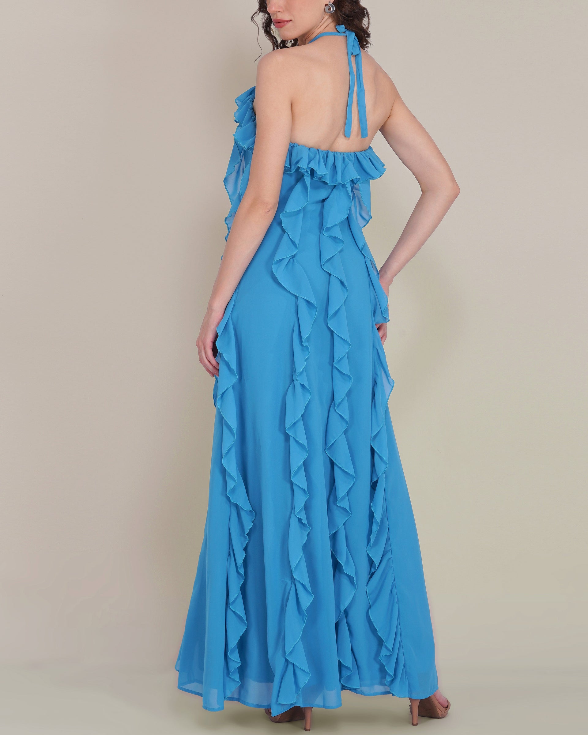 Hyacinth Chiffon Maxi Dress in Sapphire Blue