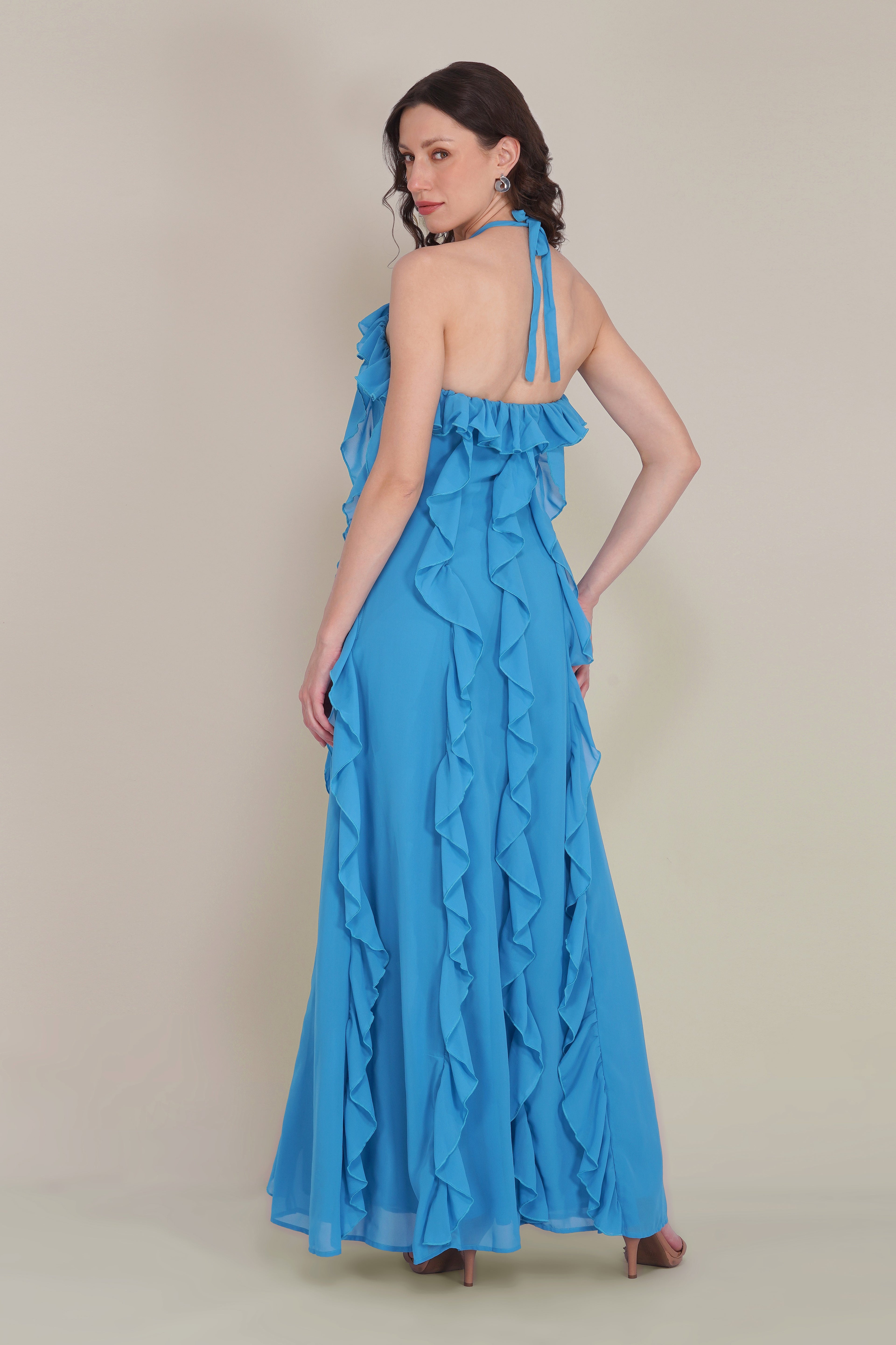 Hyacinth Chiffon Maxi Dress in Sapphire Blue