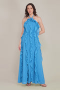 Hyacinth Chiffon Maxi Dress in Sapphire Blue