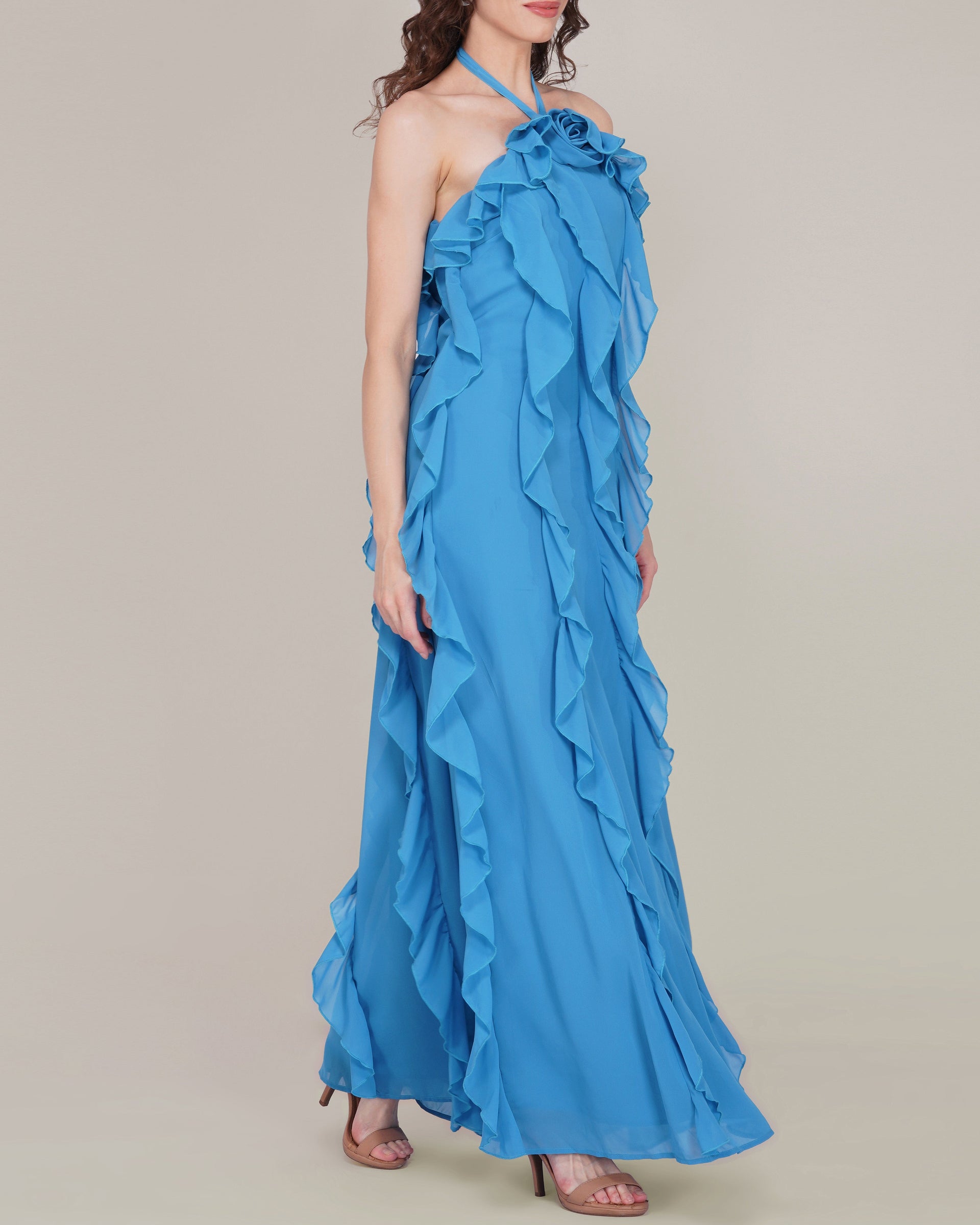 Hyacinth Chiffon Maxi Dress in Sapphire Blue