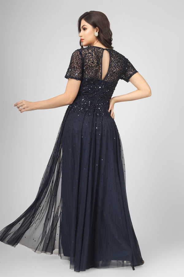 Rebecca Embellished Maxi Gown (Navy)