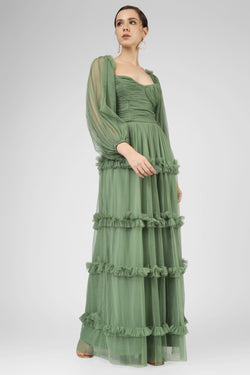 Soft green tulle dress