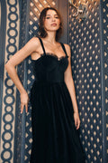 Dune Black Velvet Midi Dress