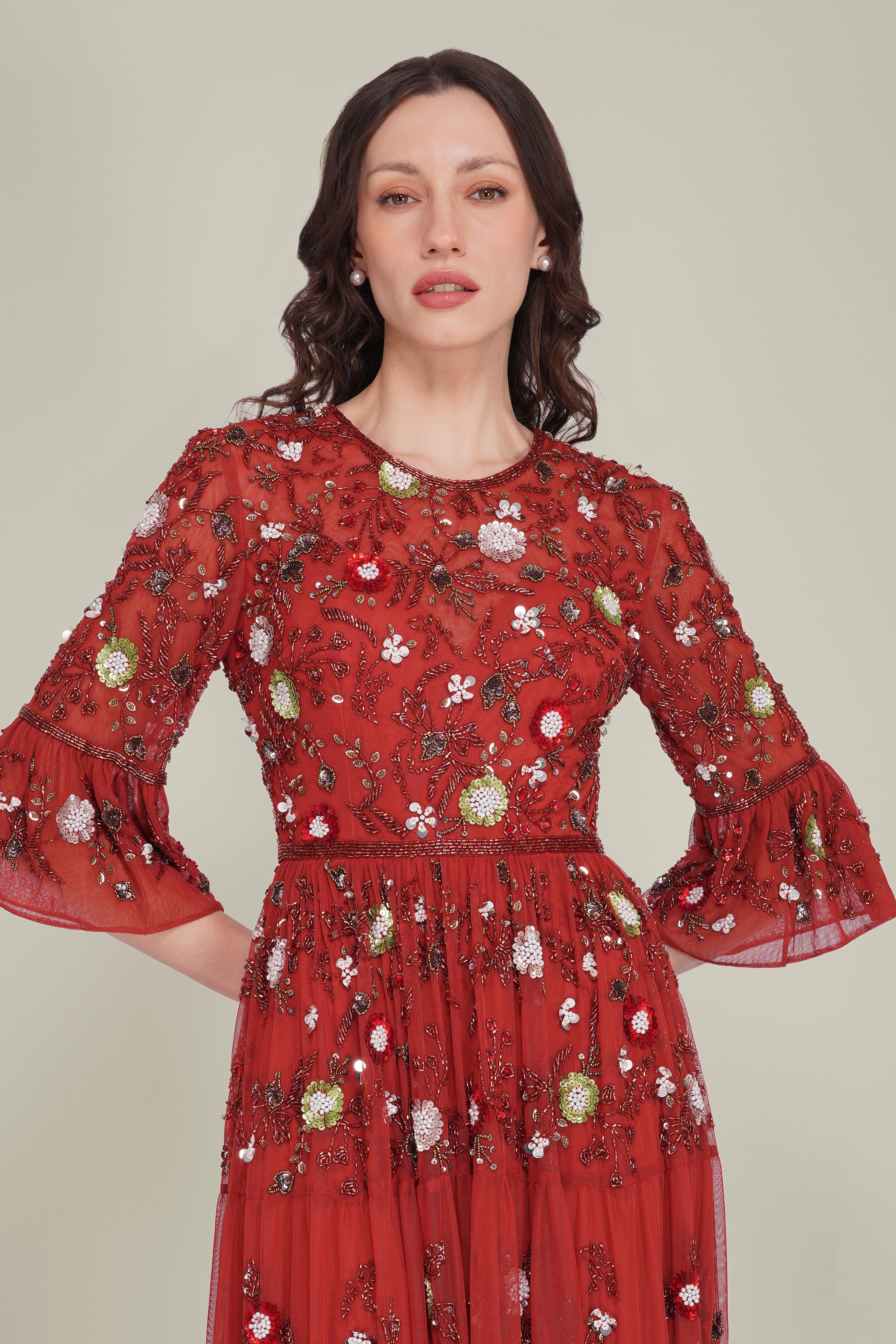 Iona Embellished Maxi Dress in Cinnamon