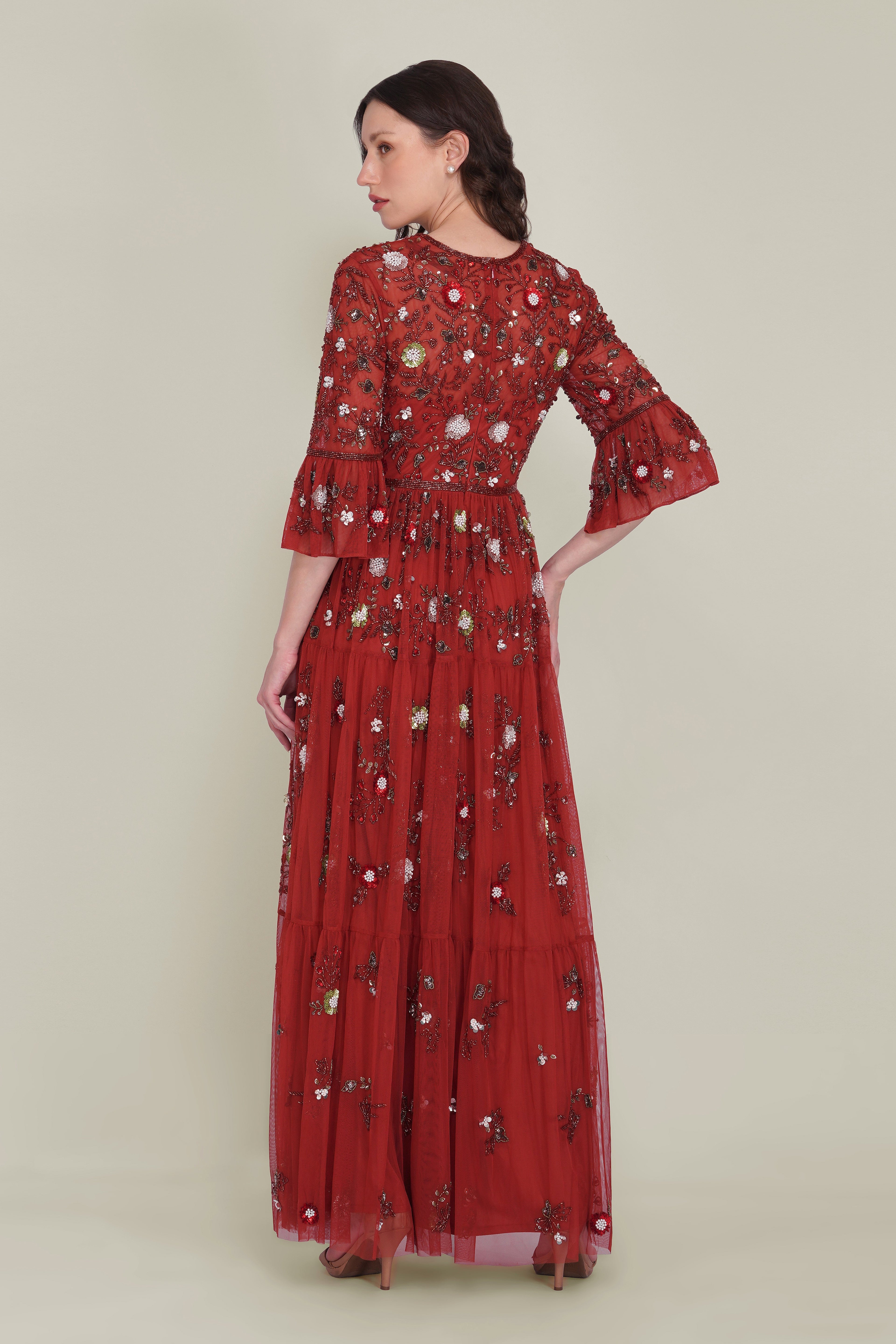 Iona Embellished Maxi Dress in Cinnamon