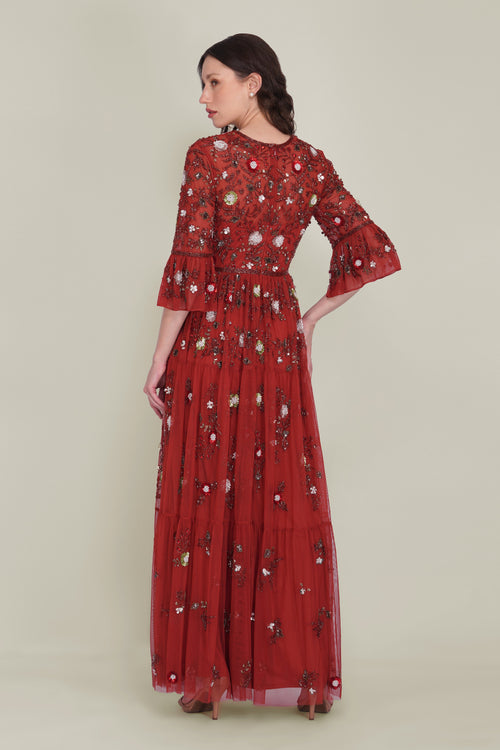 Iona Embellished Maxi Dress in Cinnamon