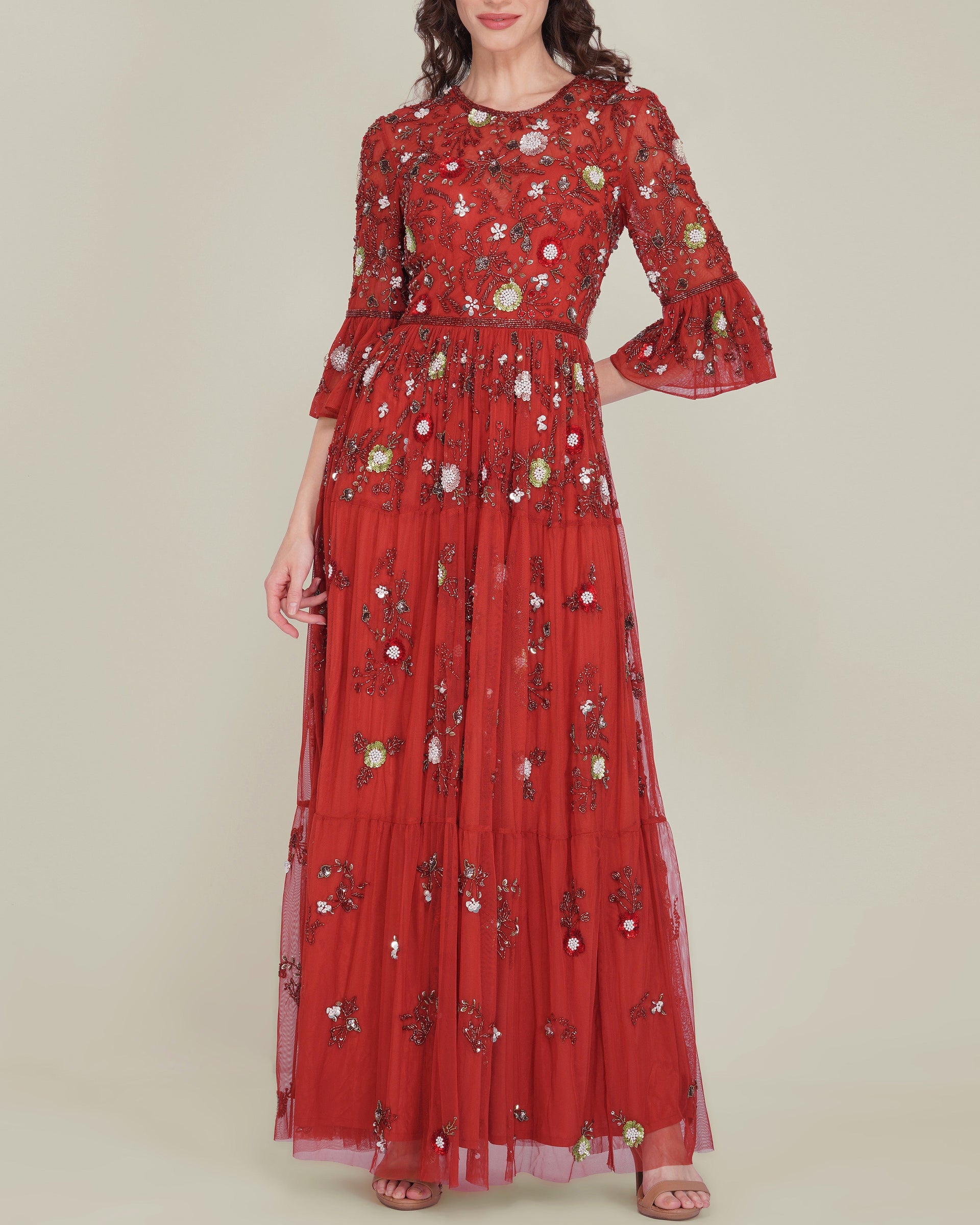 Iona Embellished Maxi Dress in Cinnamon
