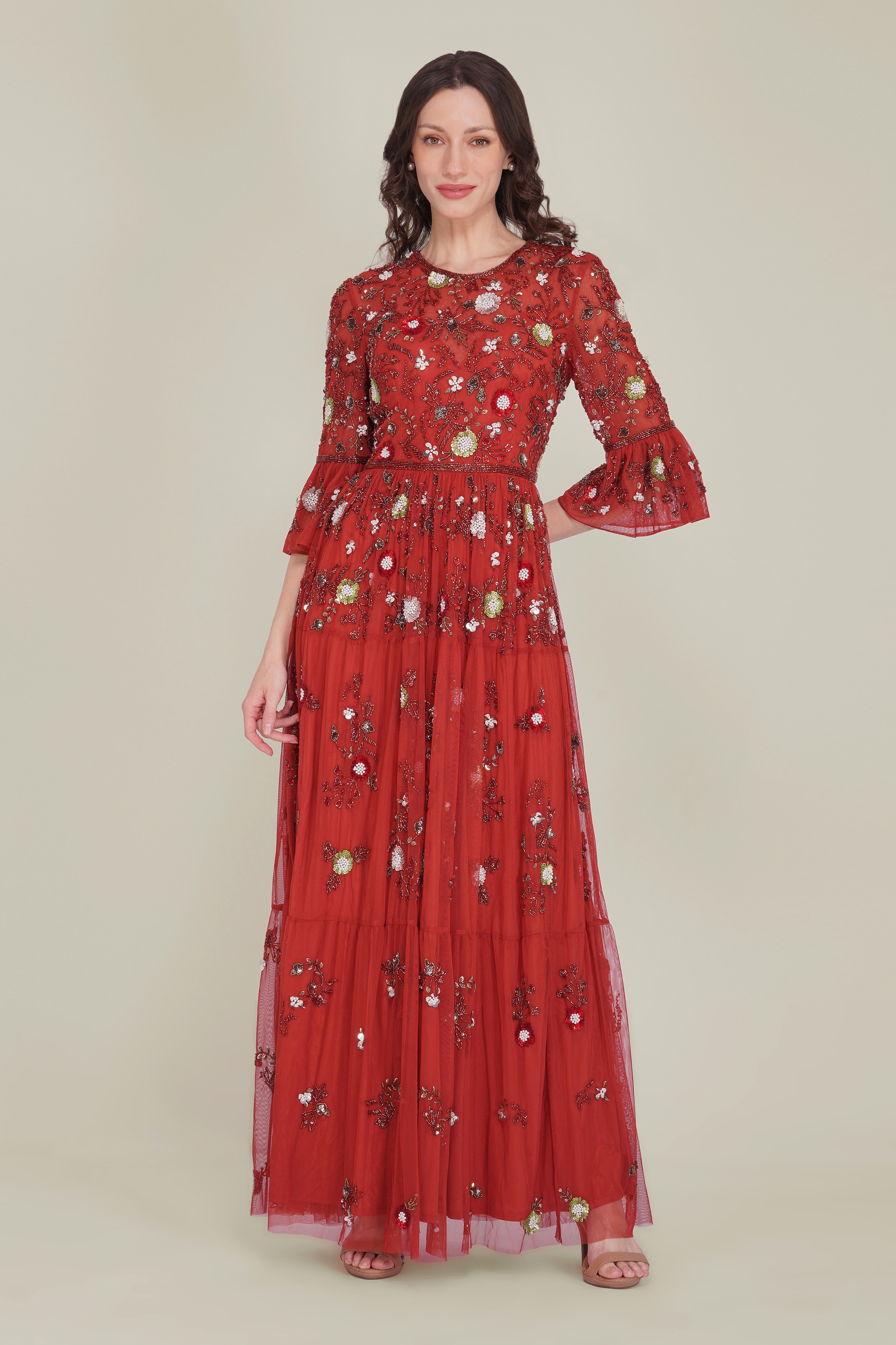 Iona Embellished Maxi Dress in Cinnamon