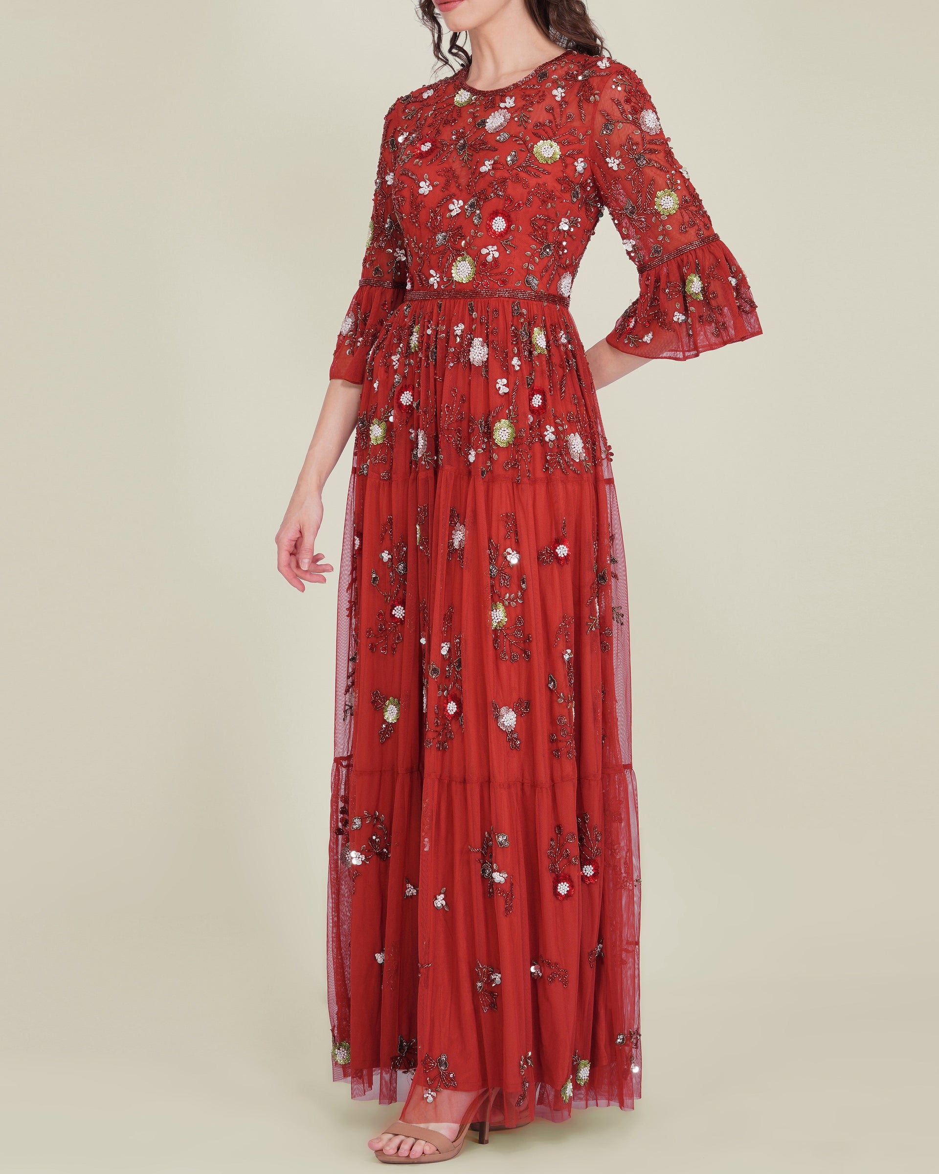 Iona Embellished Maxi Dress in Cinnamon
