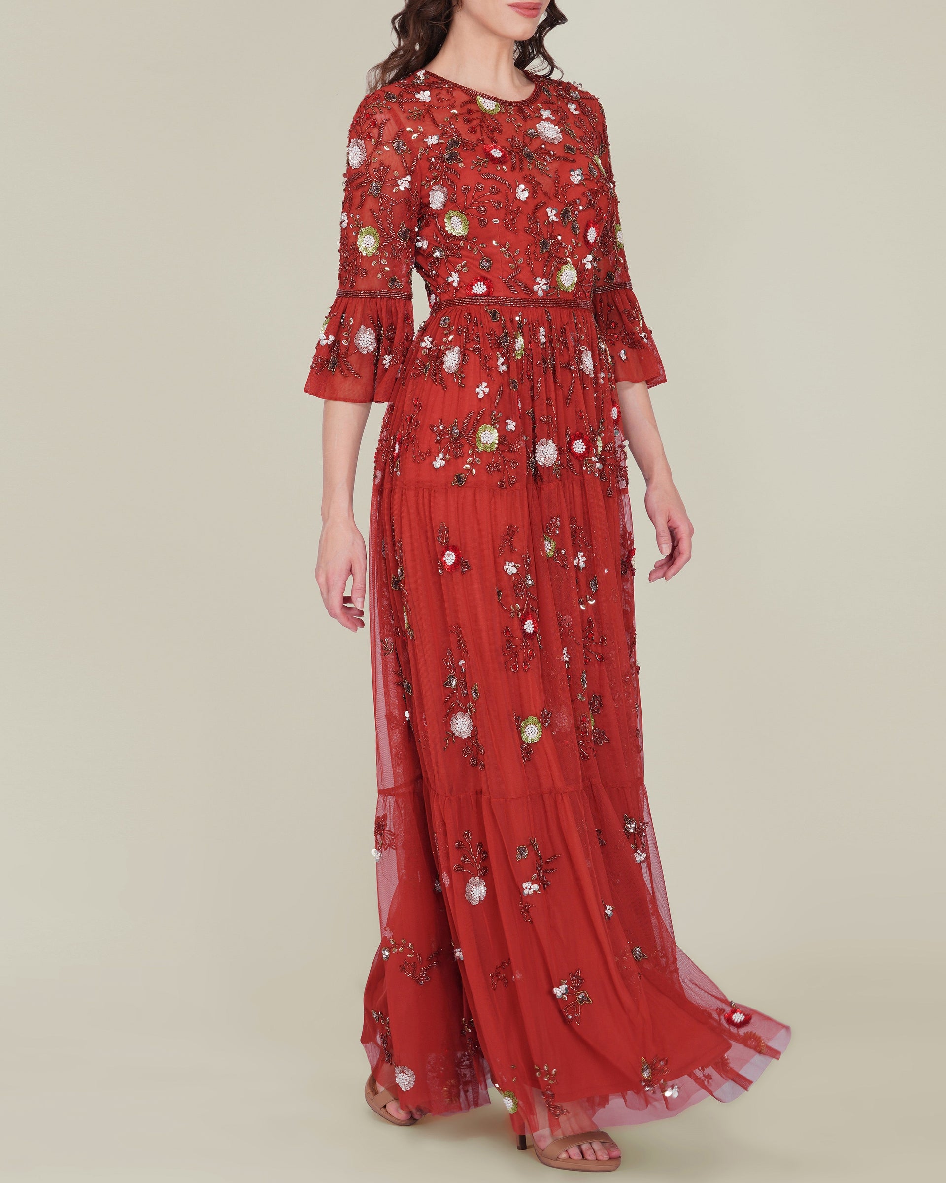 Iona Embellished Maxi Dress in Cinnamon