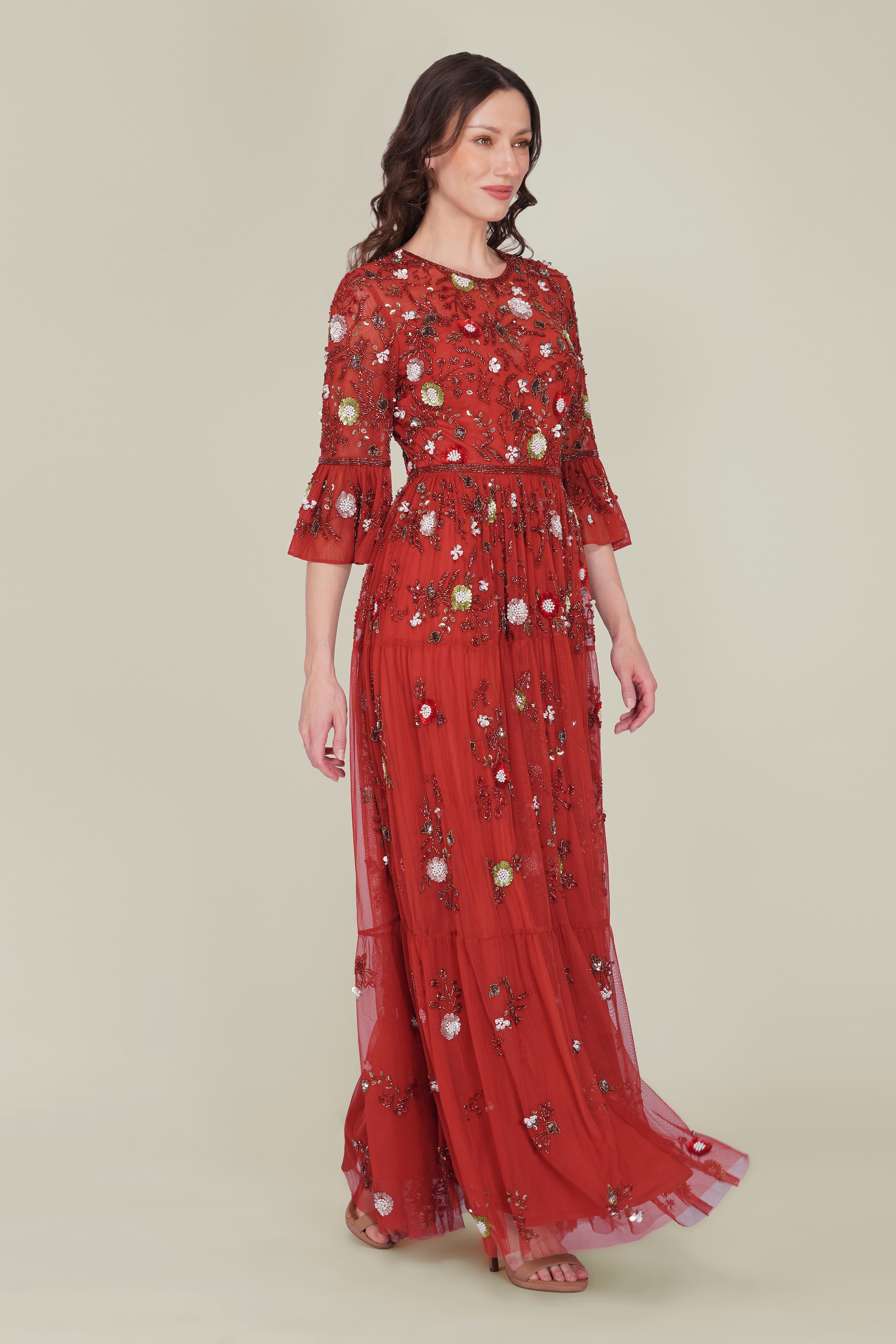 Iona Embellished Maxi Dress in Cinnamon