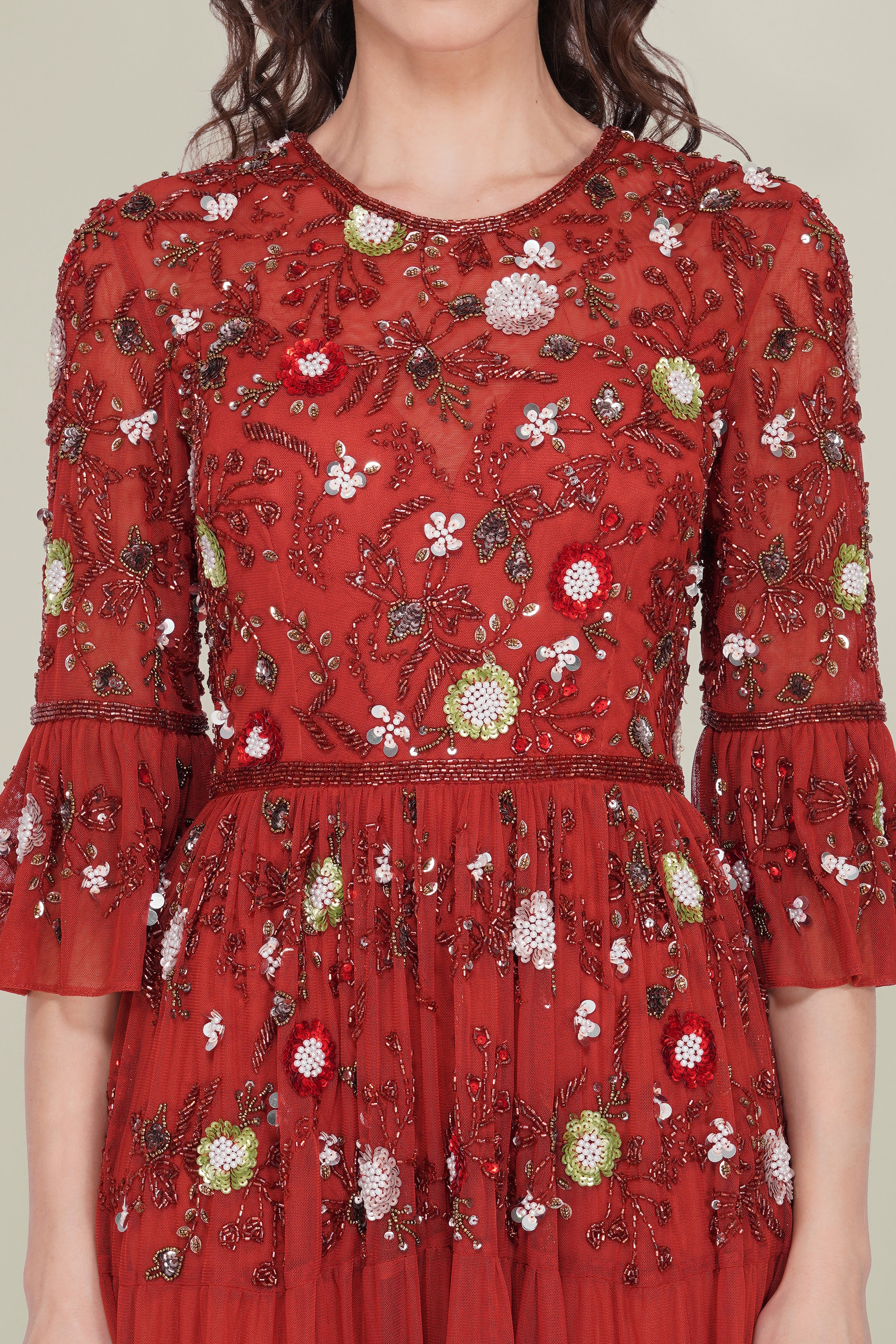 Iona Embellished Maxi Dress in Cinnamon