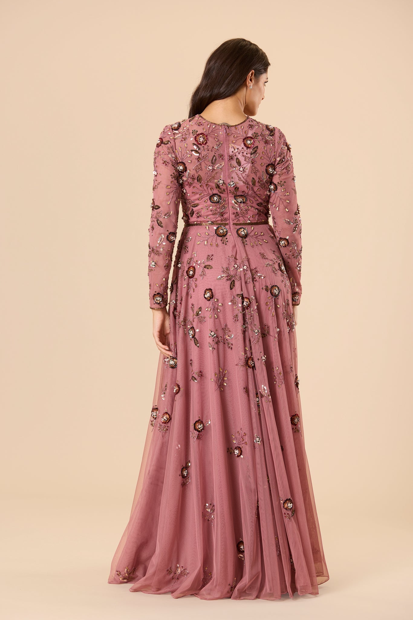 Isaiah Embellished Maxi Dress in Mauve
