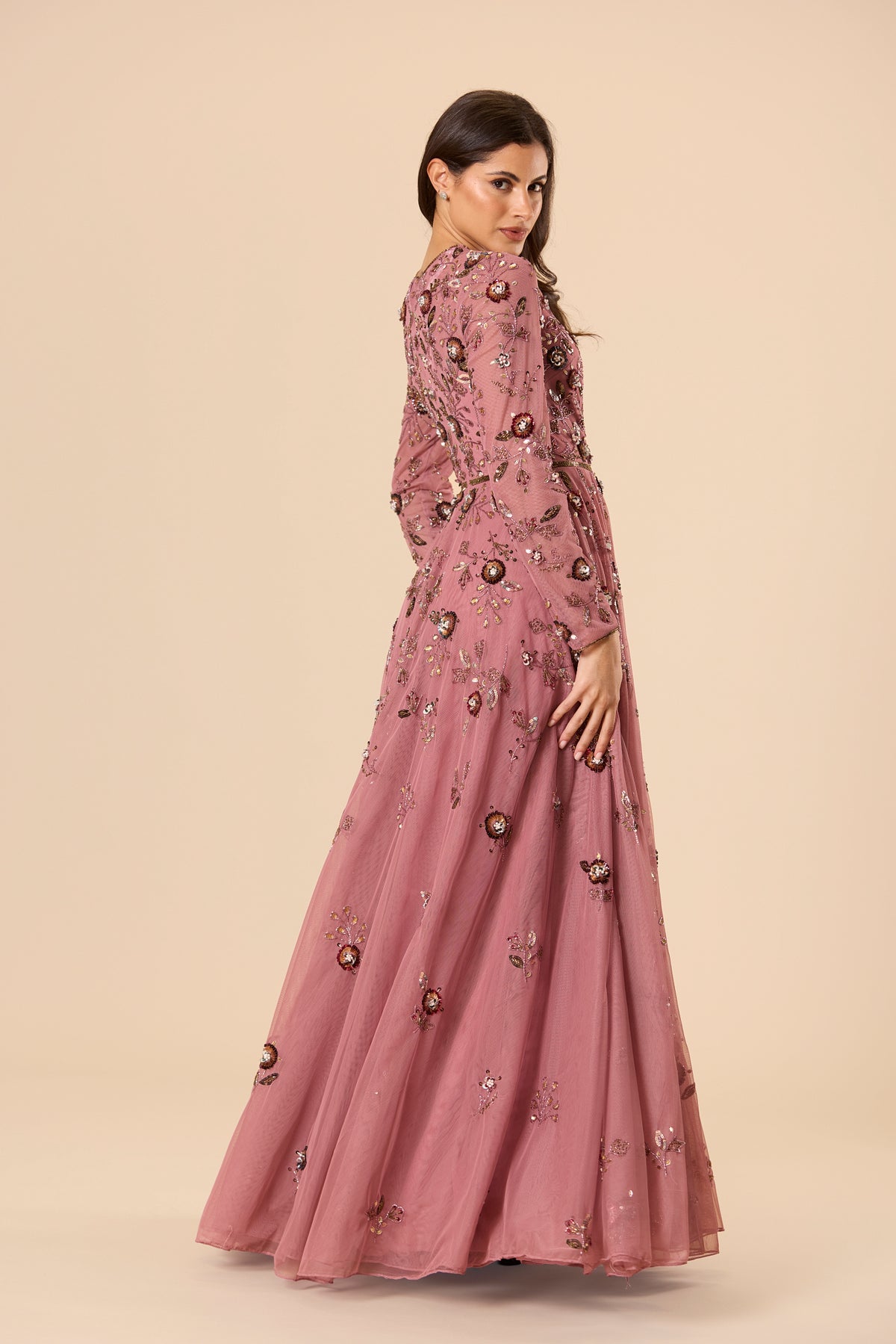 Isaiah Embellished Maxi Dress in Mauve