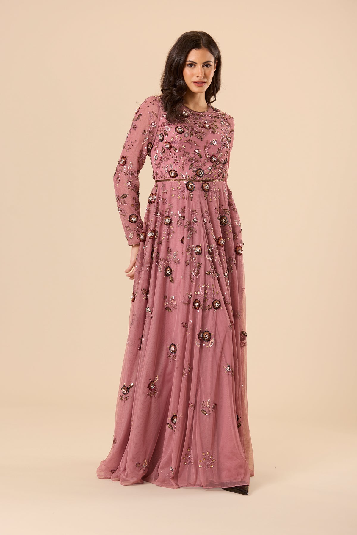 Keeva Mauve Bridesmaid Dress – Lace & Beads