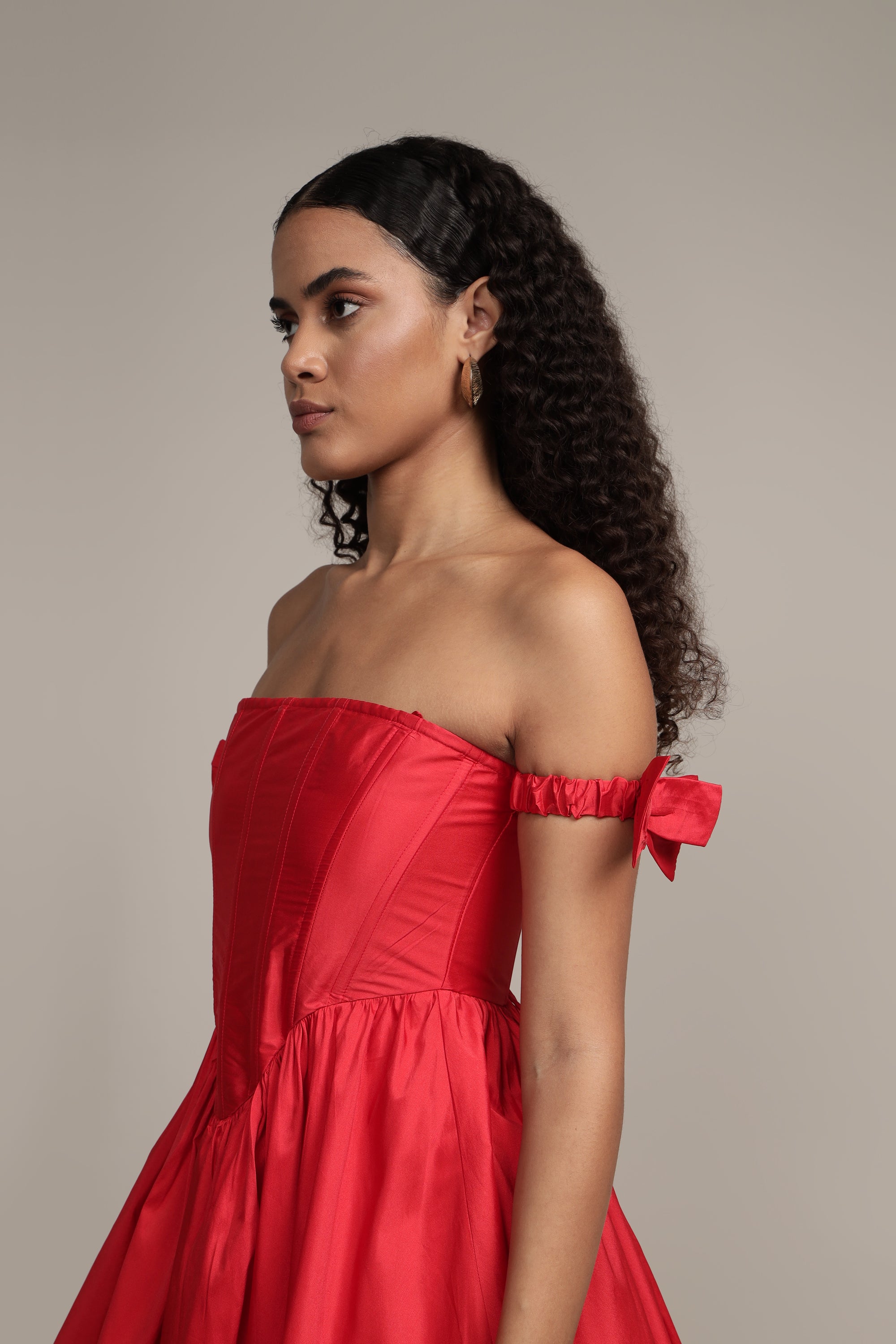 Carly Corset Mini Dress in Red