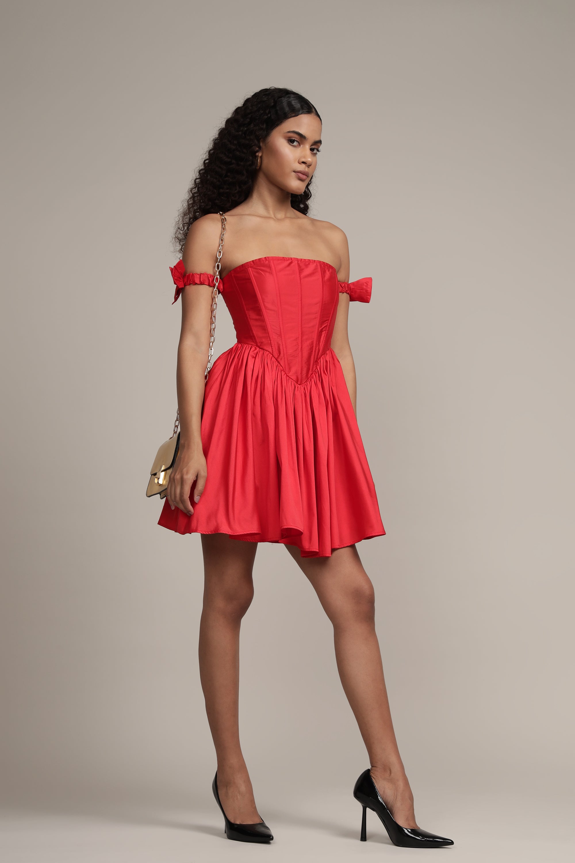 Carly Corset Mini Dress in Red