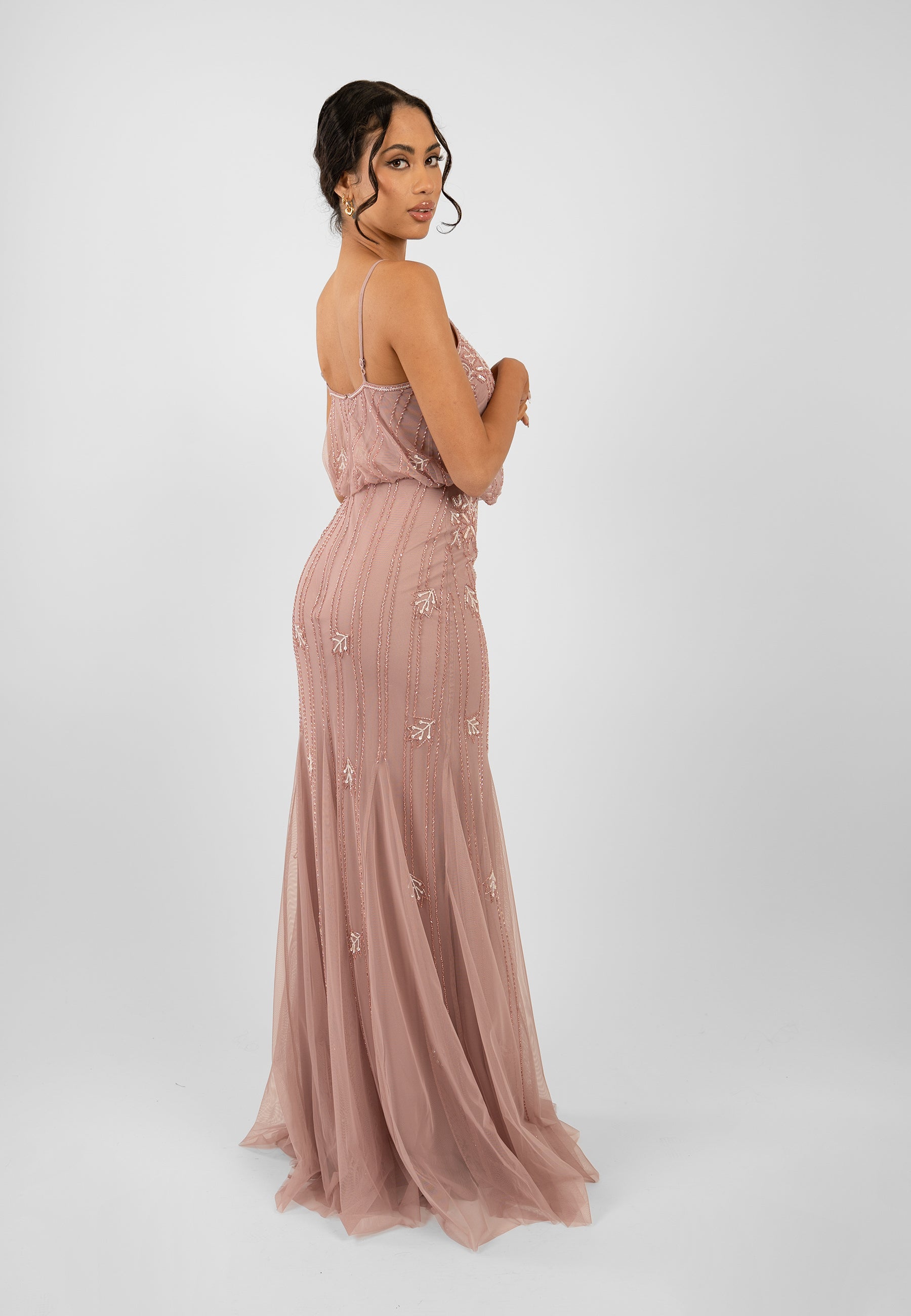 Keeva Mauve Bridesmaid Dress Lace & Beads Keeva Mauve Bridesmaid Dress Lace & Beads