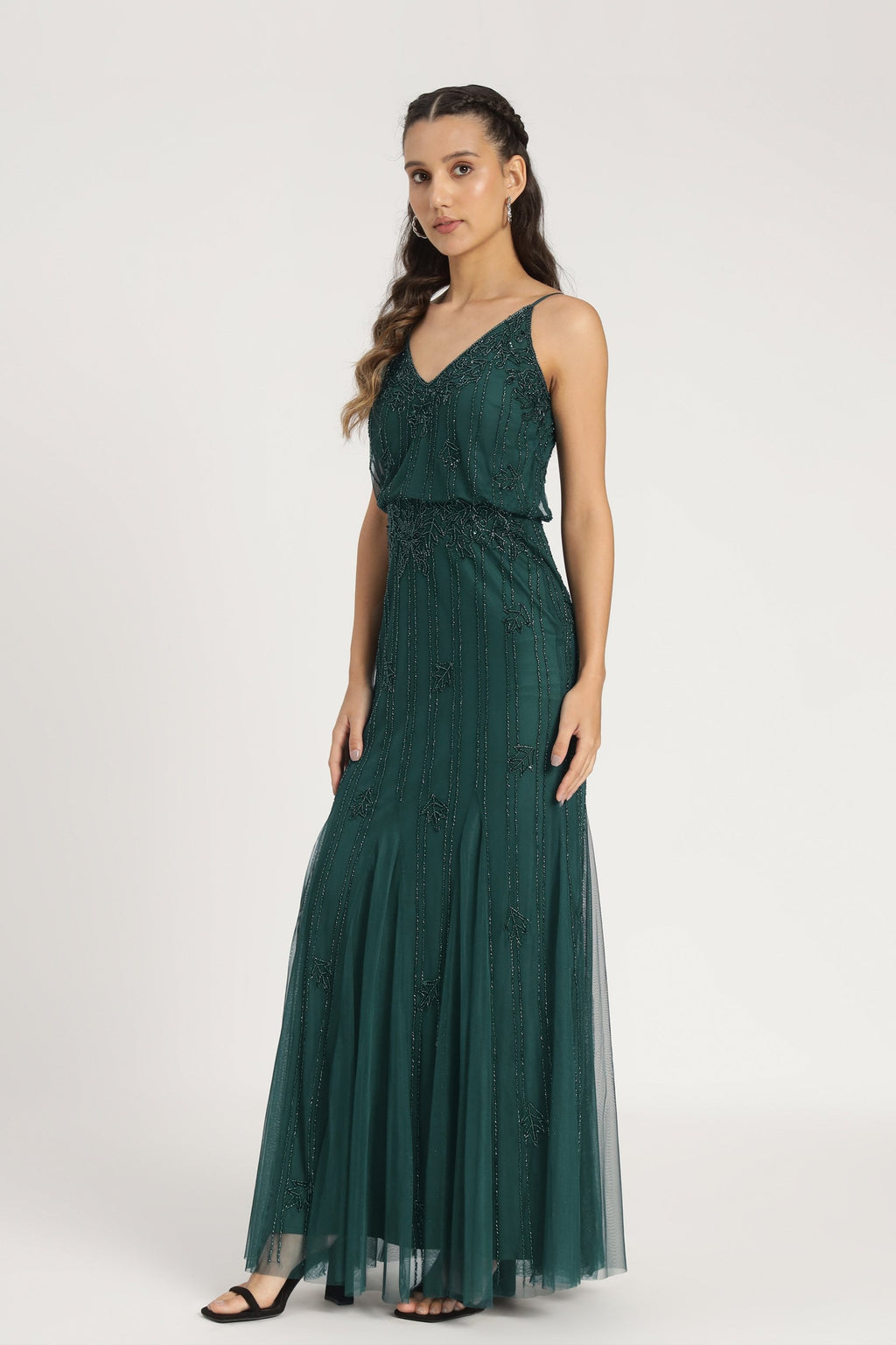 knee length dresses for ladies Keeva Mauve Bridesmaid Dress – Lace & Beads